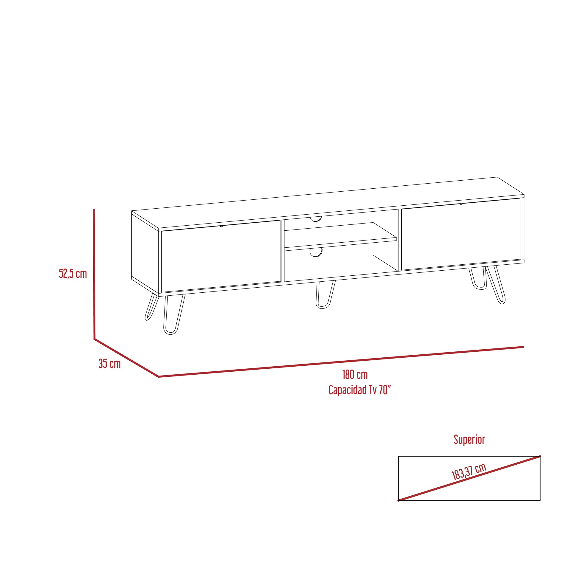 Rack Para Tv Vassel Rta Miel + Plomo