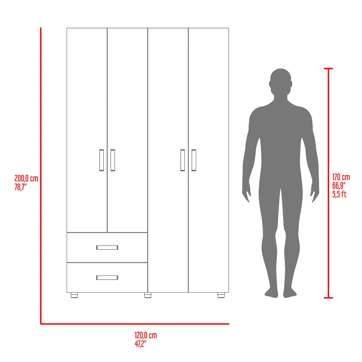 Closet Ankora 200X120X47 Rta Fresno Eu Wengue