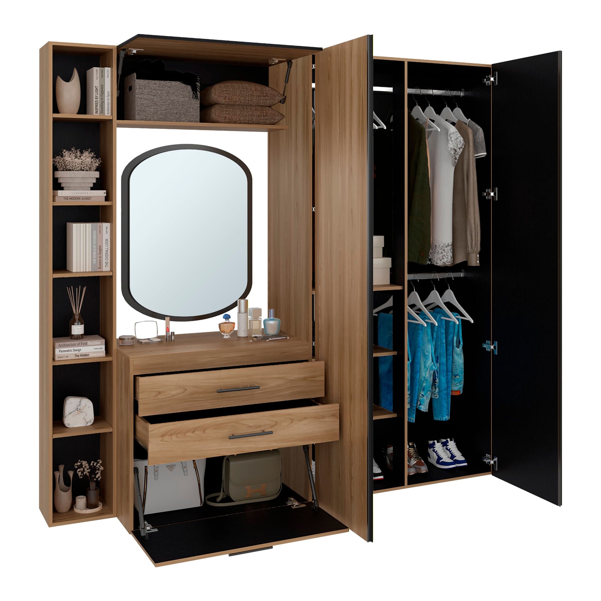 Closet Biblioteca Brunson 200X207X48 Rta Fresno Wengue