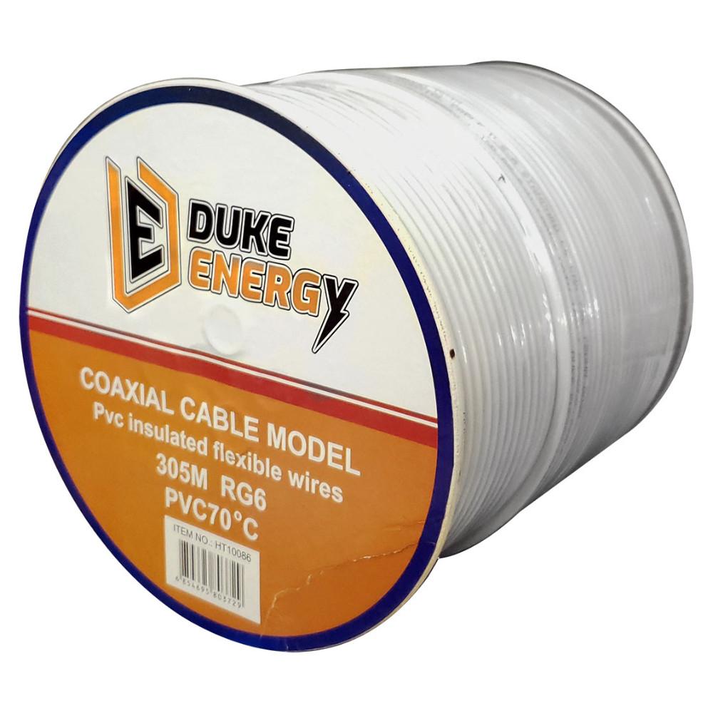 Cable Coaxial Rg6 Fino Al 90 Blanco Duke Energy Carreto X 305 Mts Ht10086