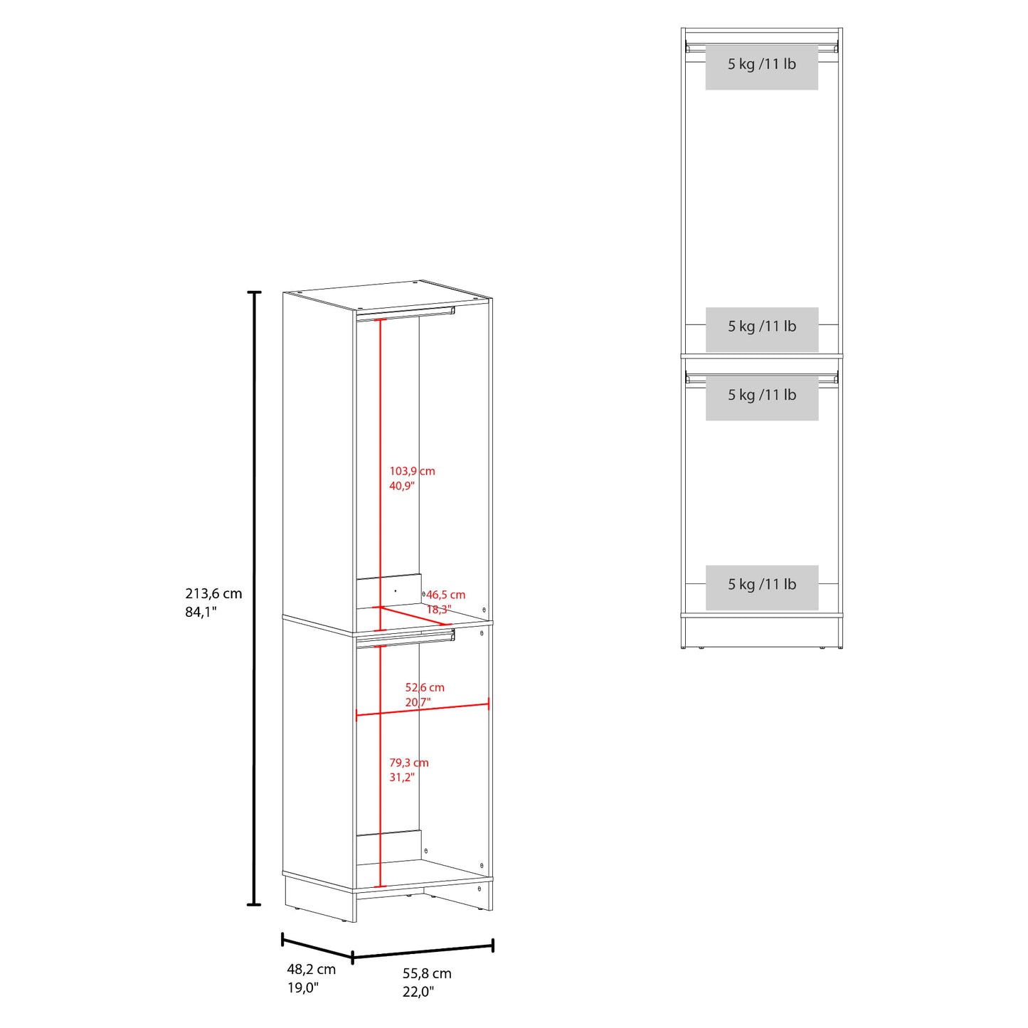 Closet Independiente 30 213X55X48 Rta Blanco Zf
