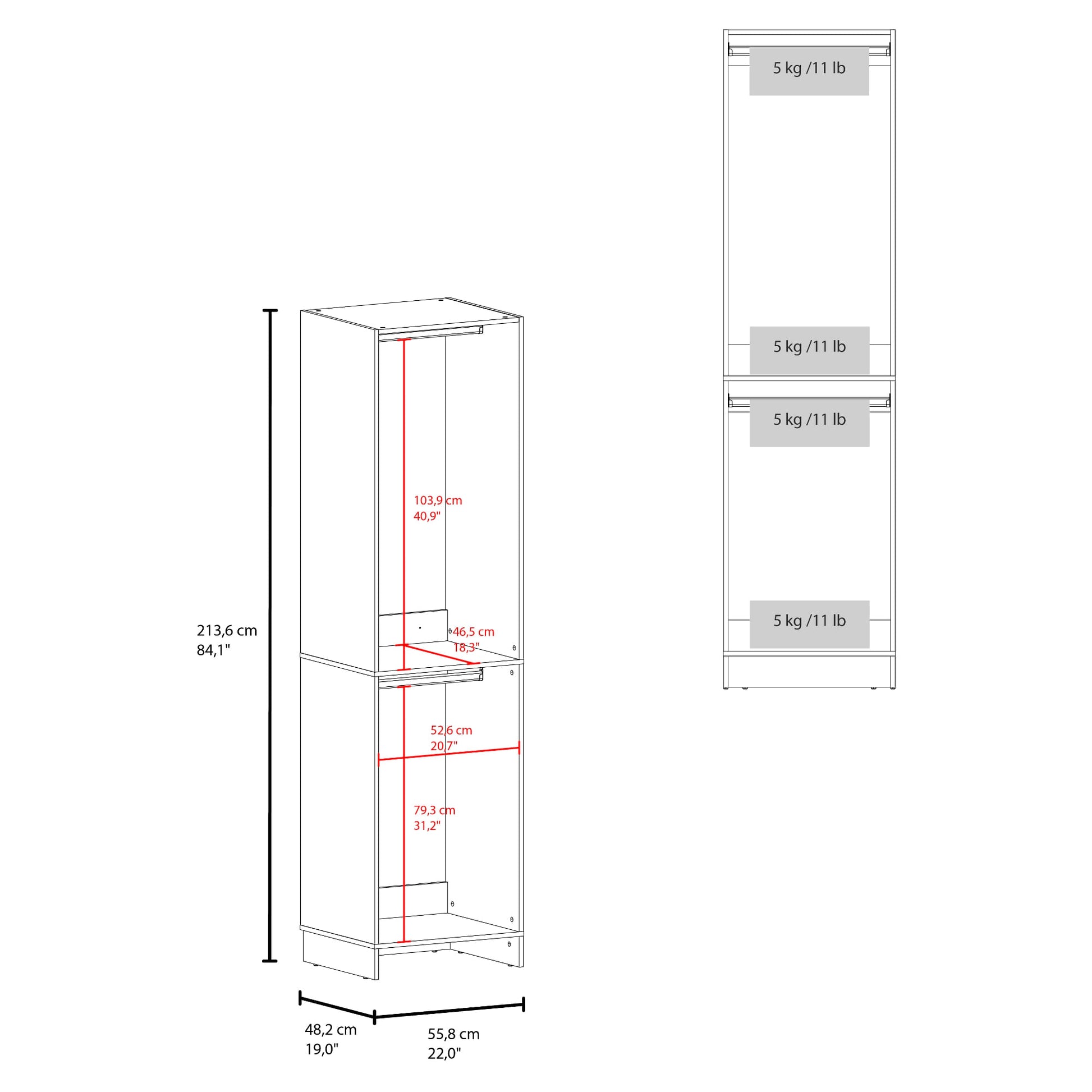 Closet Independiente 30 213X55X48 Rta Blanco Zf
