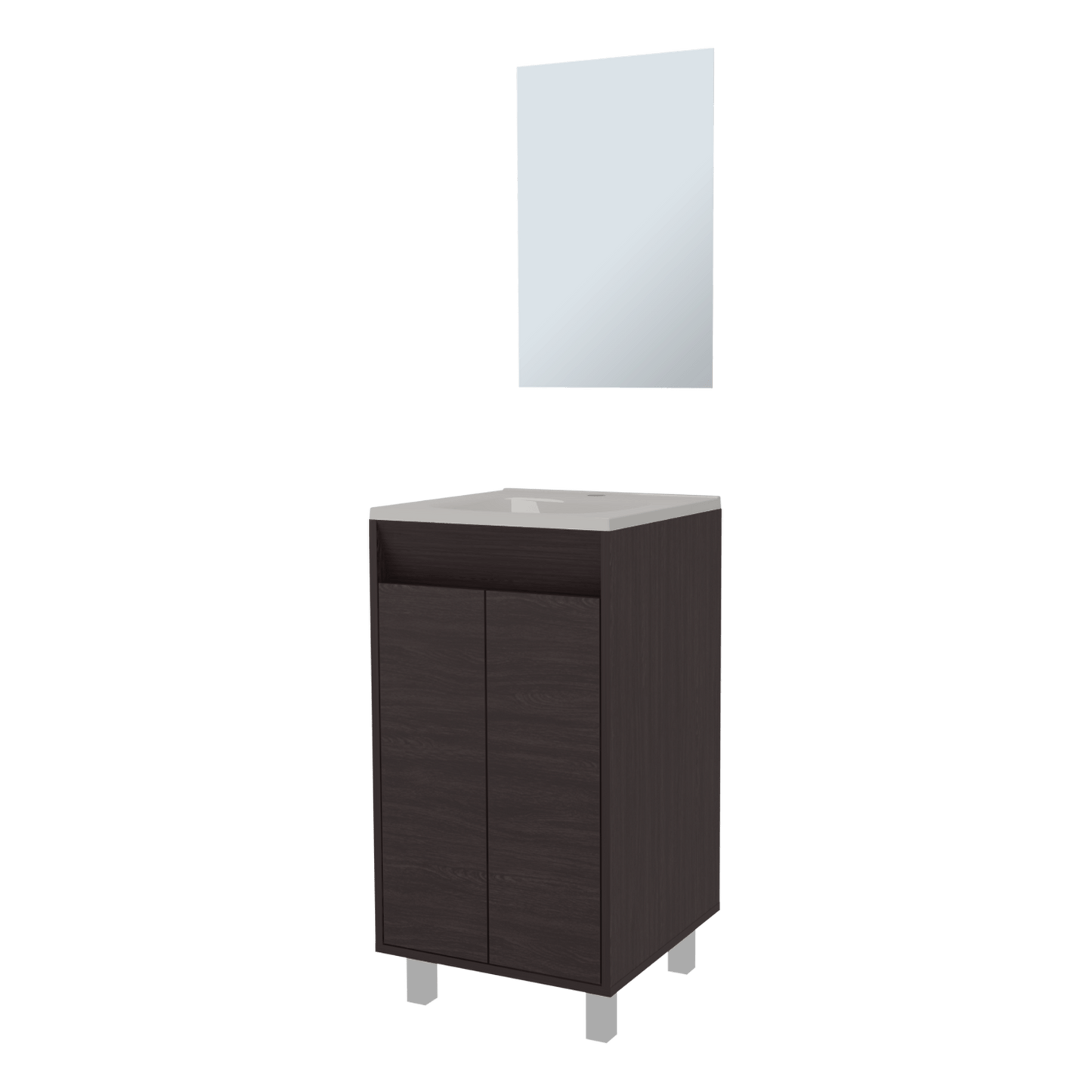 Set Mueble De Baño Brandy + Espejo Bolonia 84X45X45 Rta Wengue Zf
