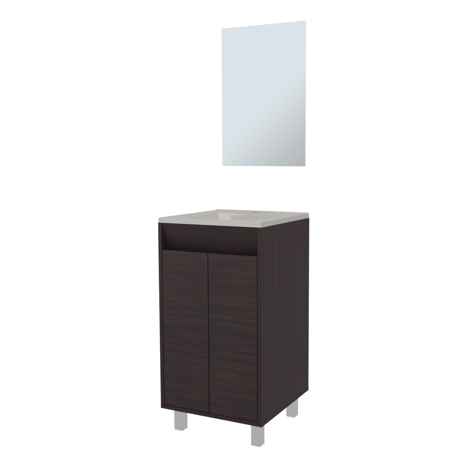 Set Mueble De Baño Brandy + Espejo Bolonia 84X45X45 Rta Wengue Zf