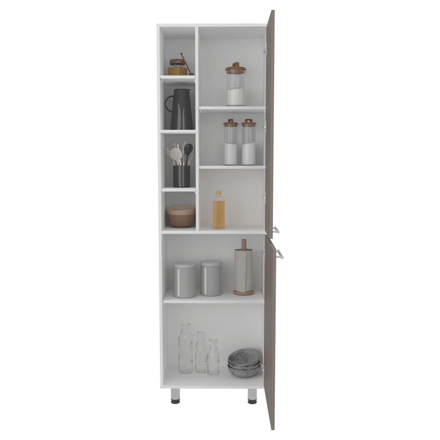 Mueble Alacena Burton 204X58X33 Rta Blanco Mqz Taupe