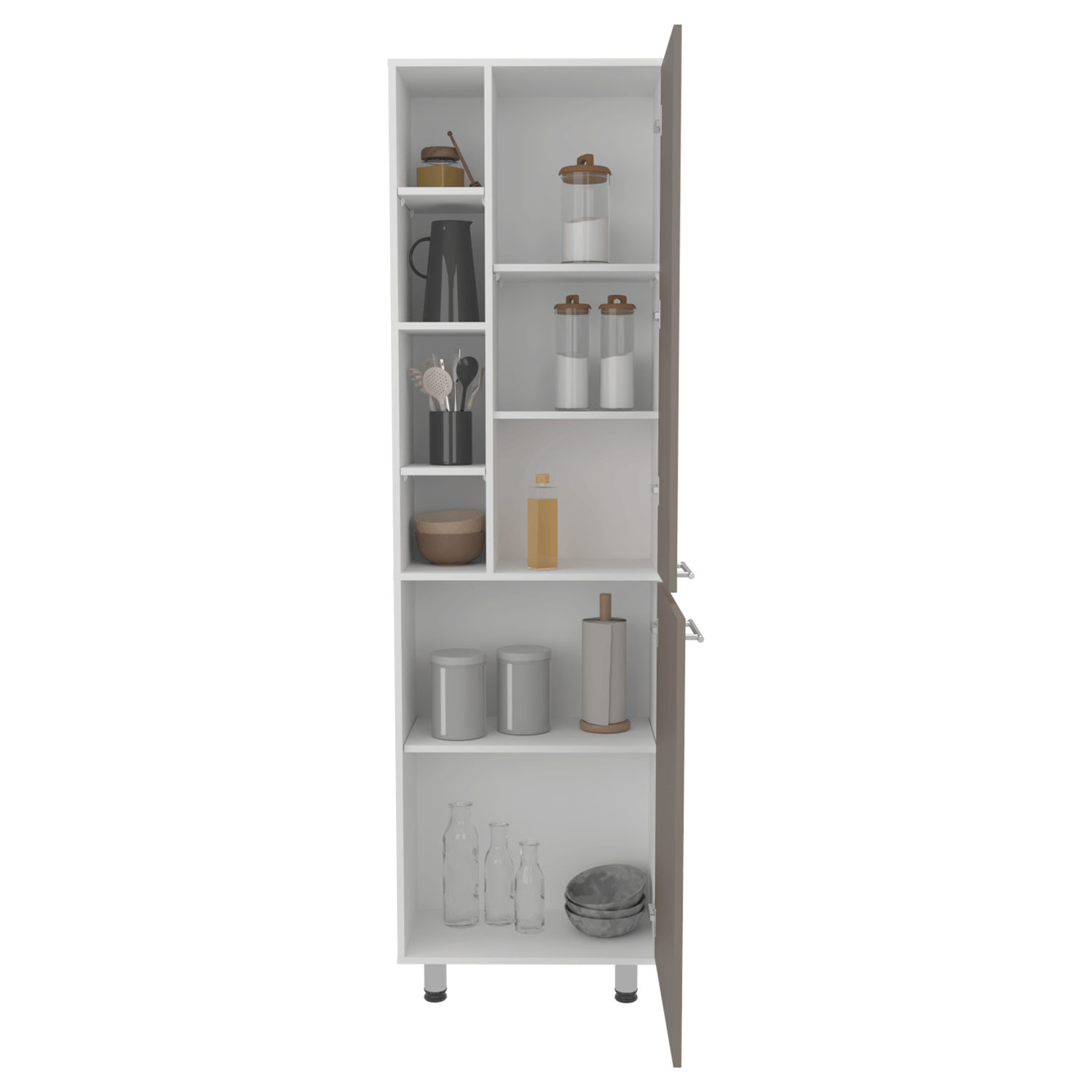 Mueble Alacena Burton 204X58X33 Rta Blanco Mqz Taupe