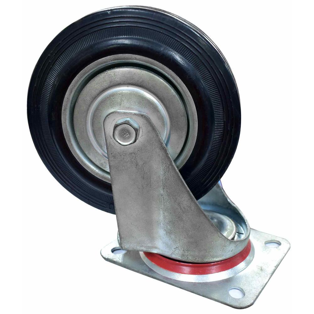 Rodachines 6 Plano Negro Caucho Con Rin 160Mm 150Kg Individual Ht40245