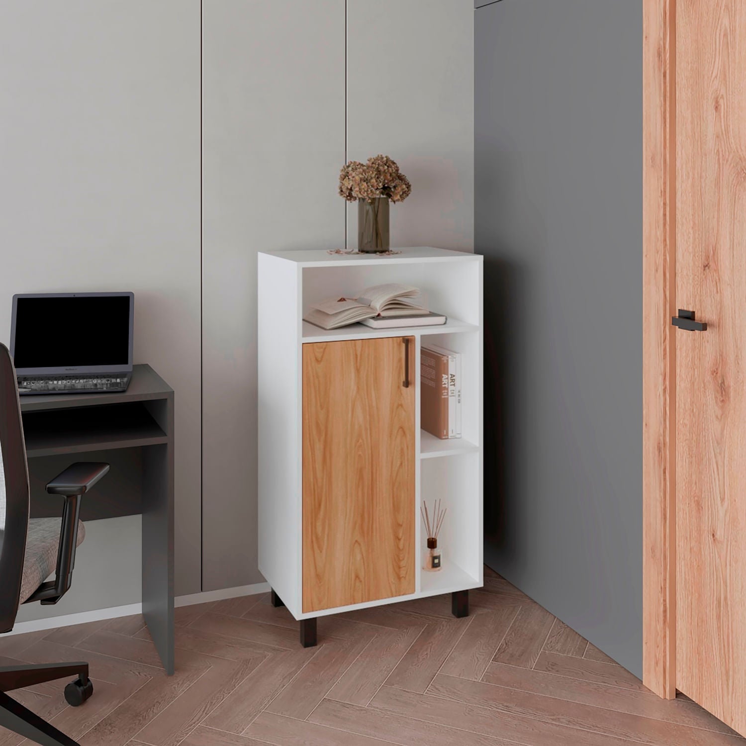 Archivador Mediano Bryce 111X60X39 Rta Blanco Fresno