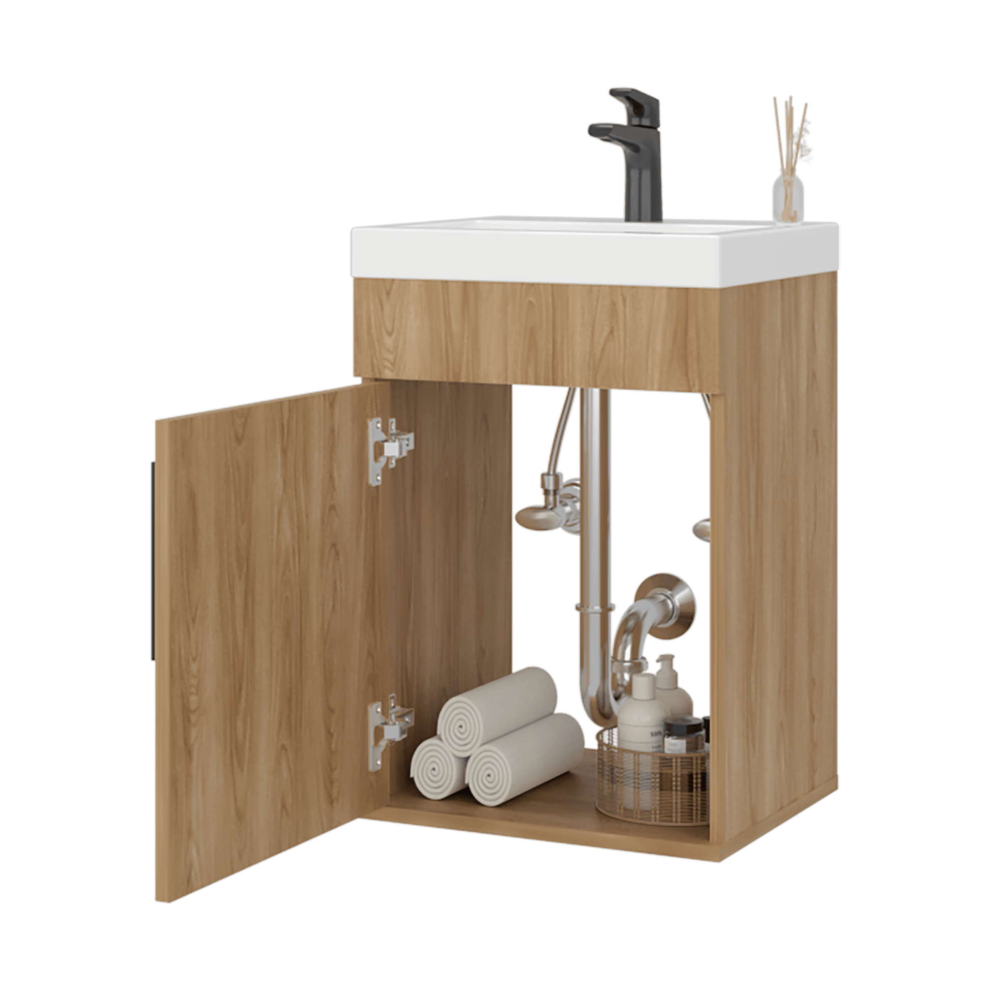 Mueble Para Lavamanos Flotante Oxford 54X39X32 Rta Fresno Eu