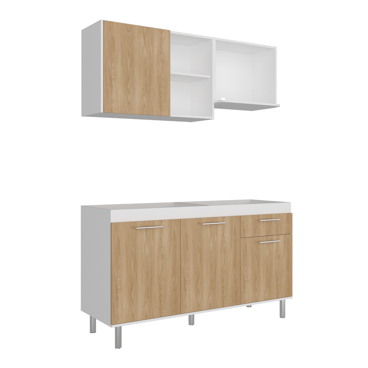 Cocina 150 Sedona 60X150X40 Rta Blanco Mqz Fresno Eu