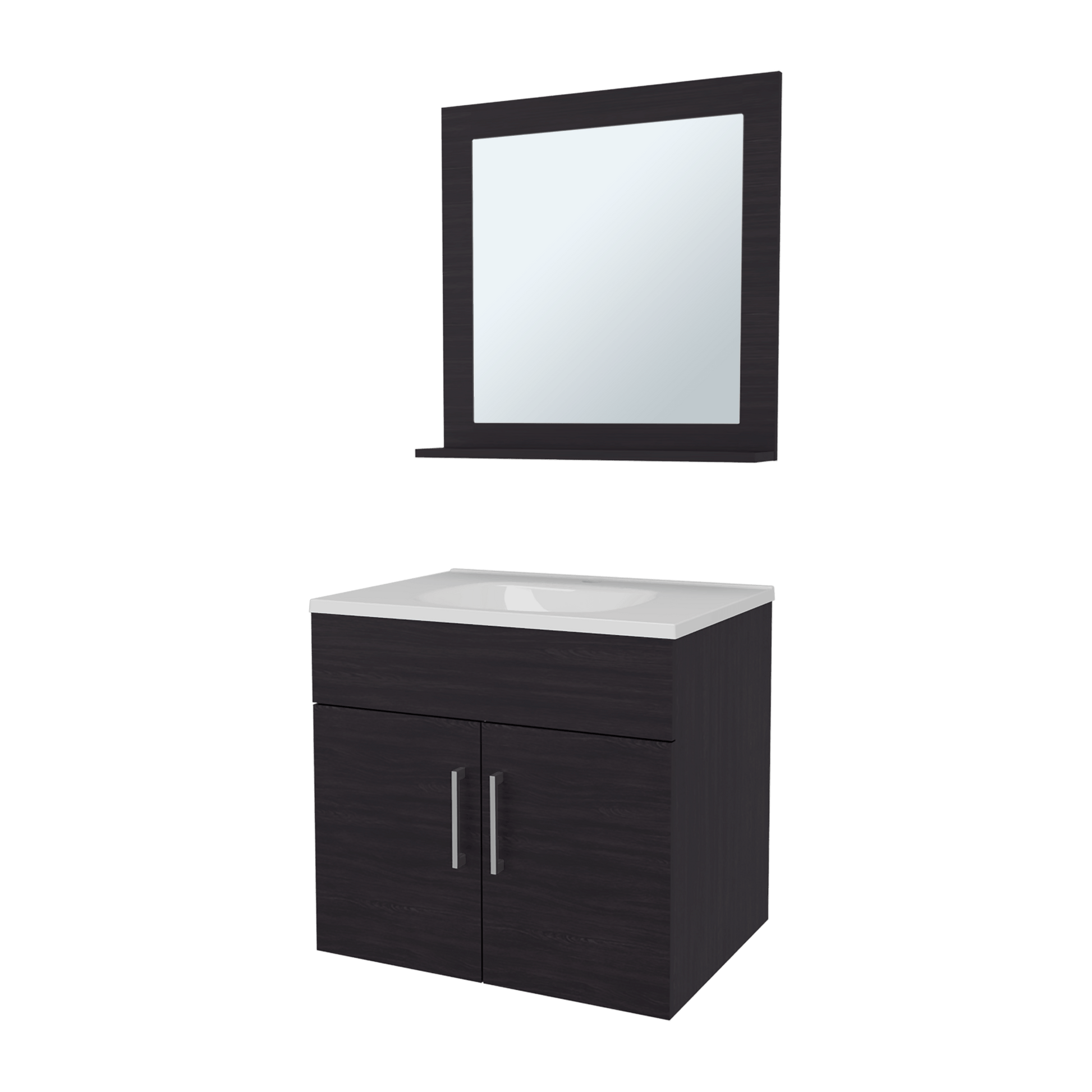 Set Mueble De Baño Blake + Espejo 53X61X45 Rta Wengue Zf