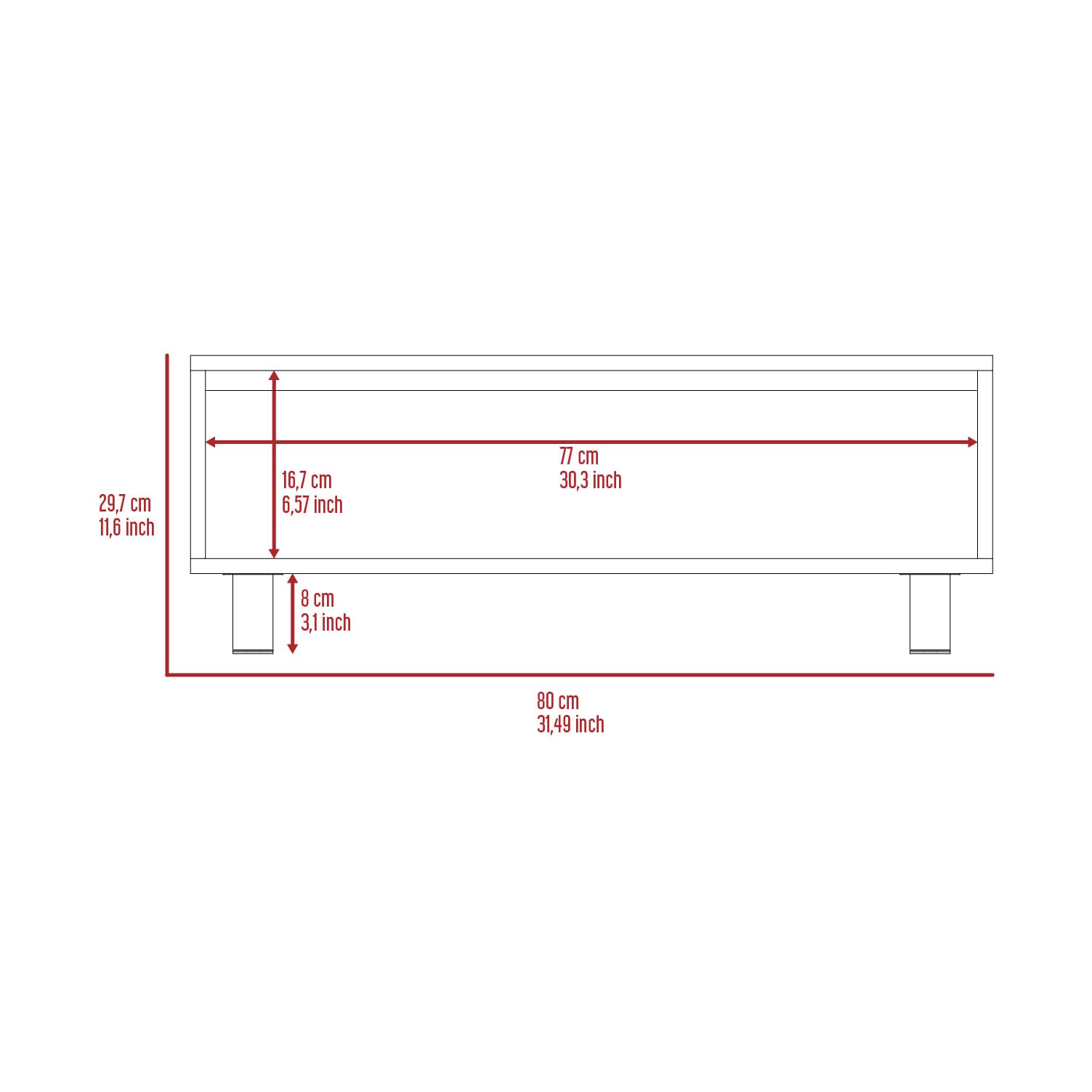 Mesa De Centro Funcional 5G-2 (1C) Milan+Wengue 29.7X80X54.5 Cm