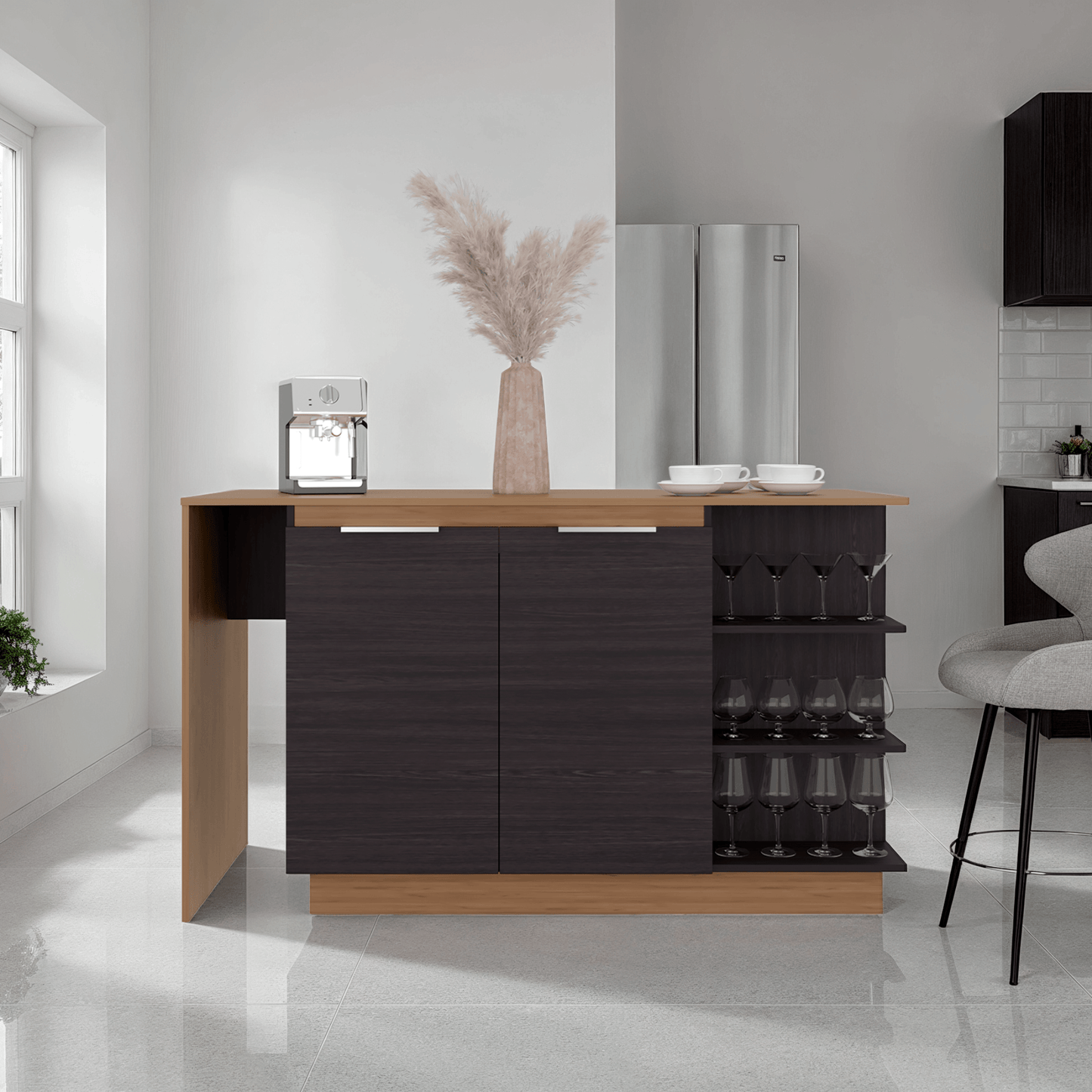 Barra De Cocina Lumina 89X150X62 Rta Wengue Fresno Zf