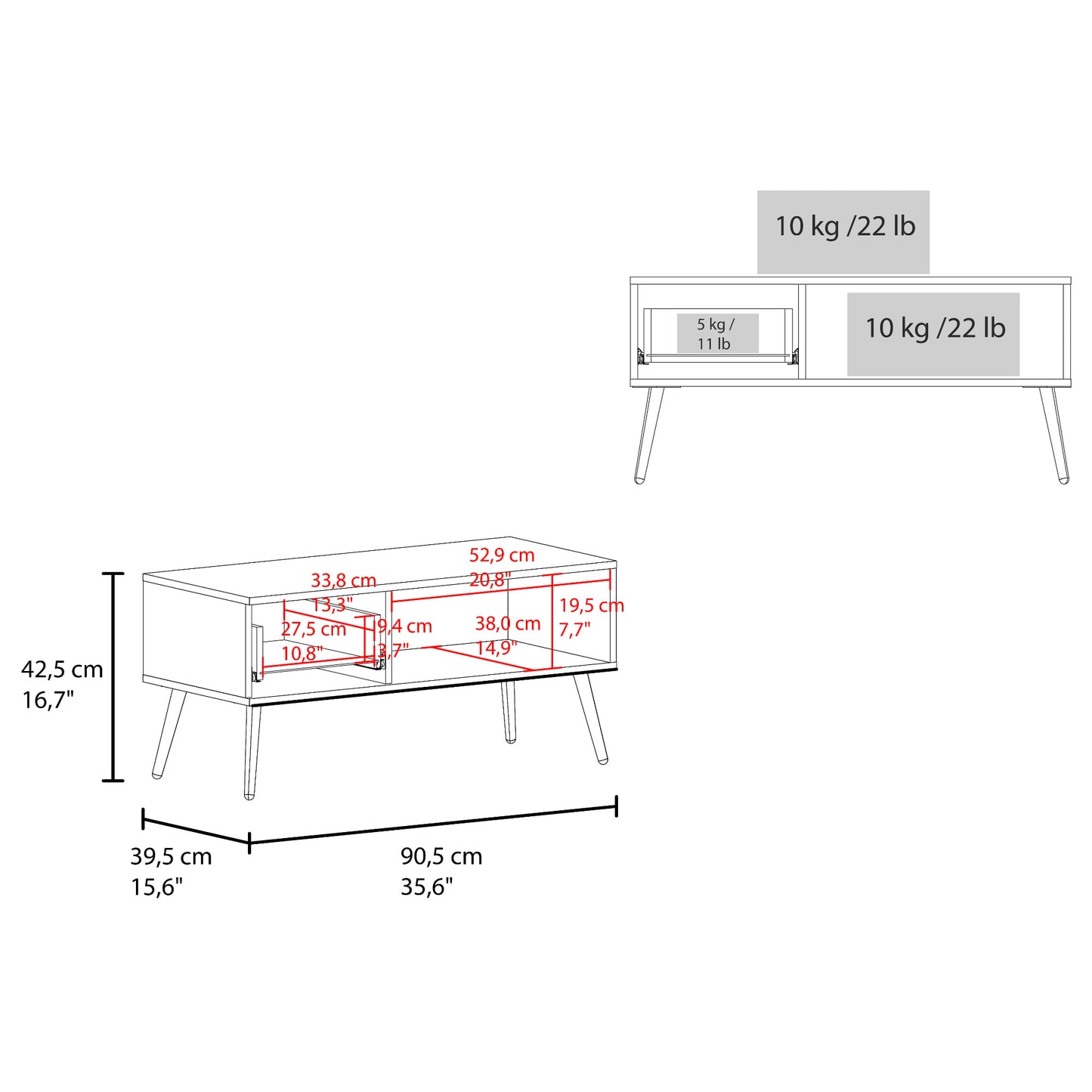 Mesa De Centro Wenden 42X90X39 Rta Kronos Blanco  Zf