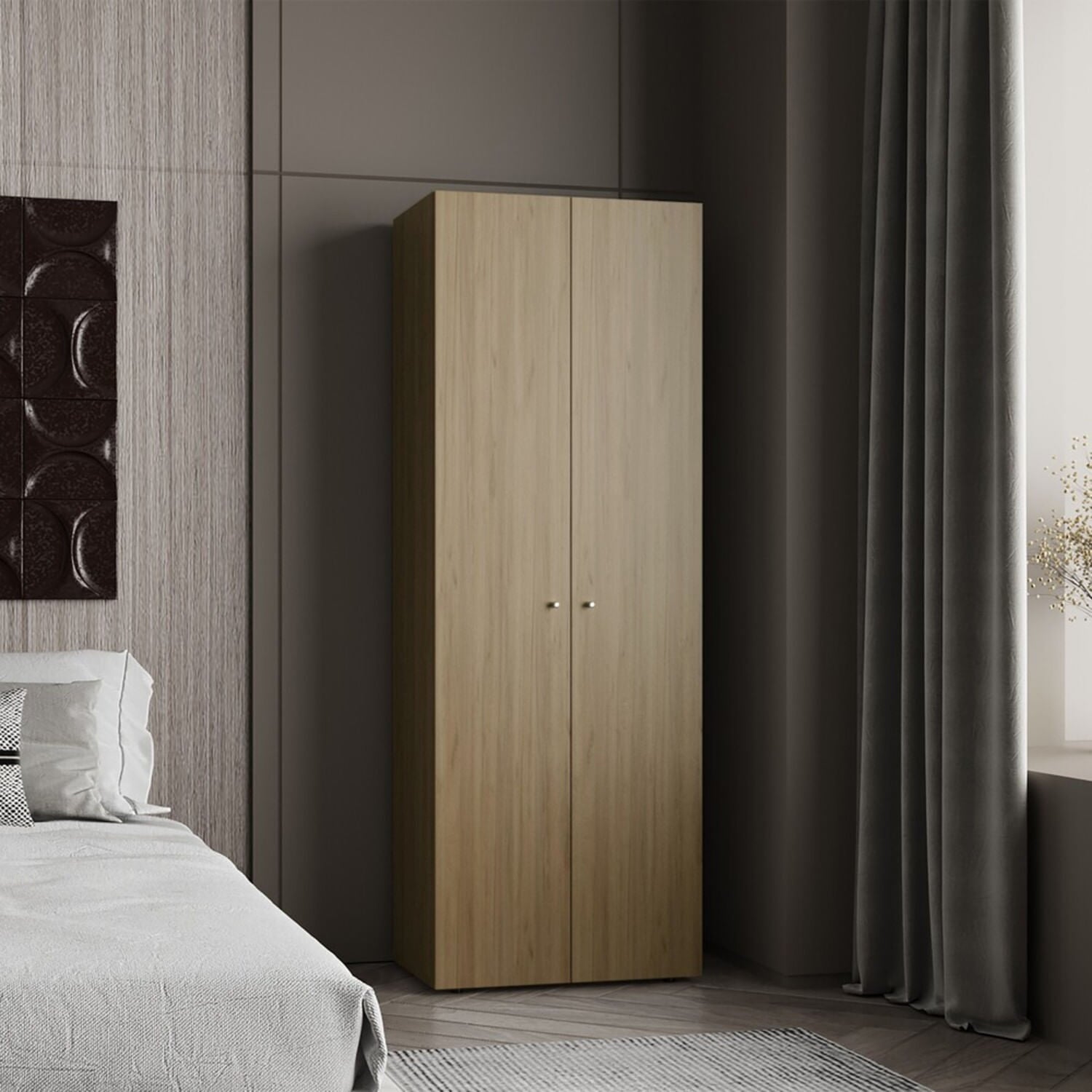 Closet 2 Puertas Tuhogar 170X60X40 Rta Fresno Blanco Zf