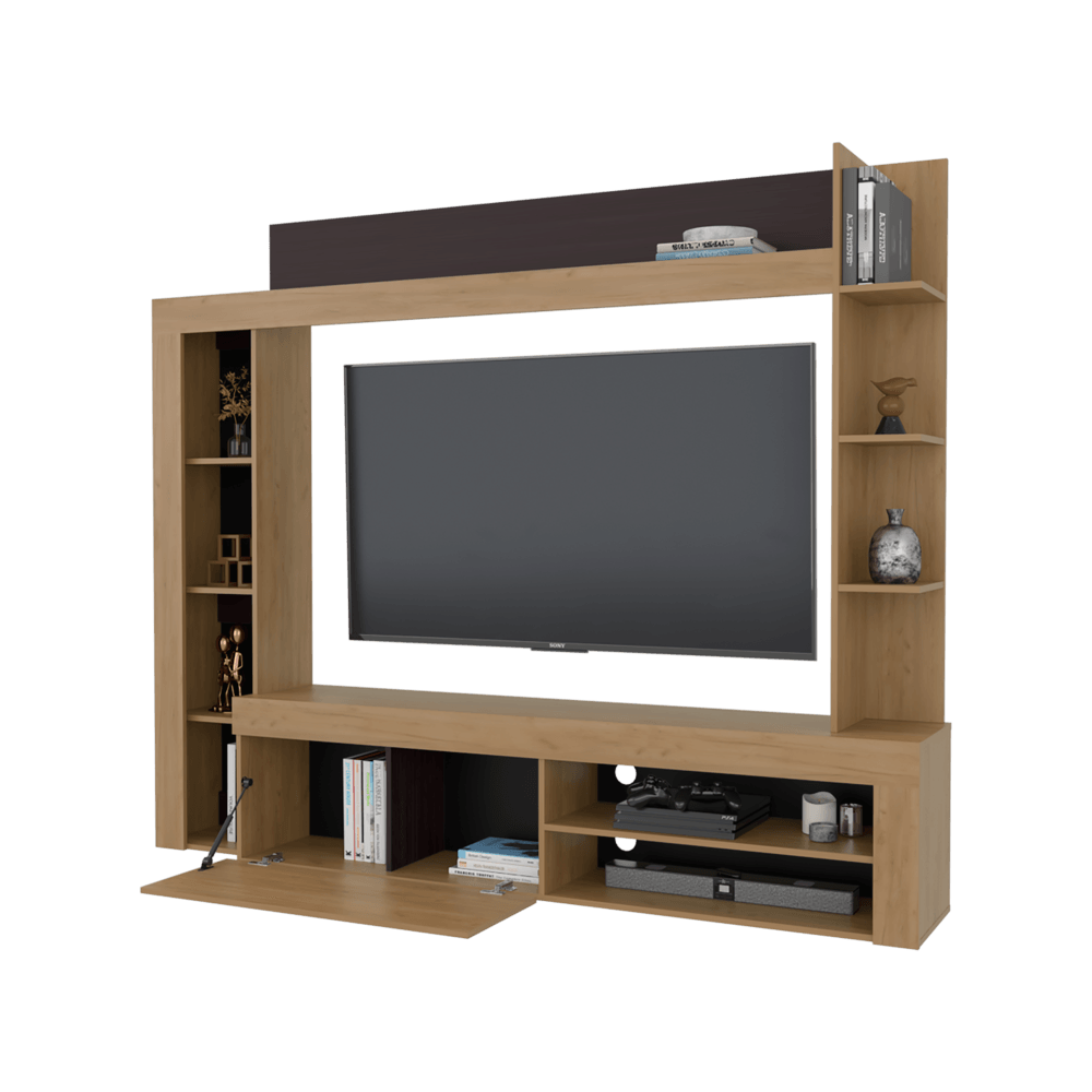 Centro De Entretenimiento Cecil 70" 178X215X35 Rta Fresno Wengue Zf