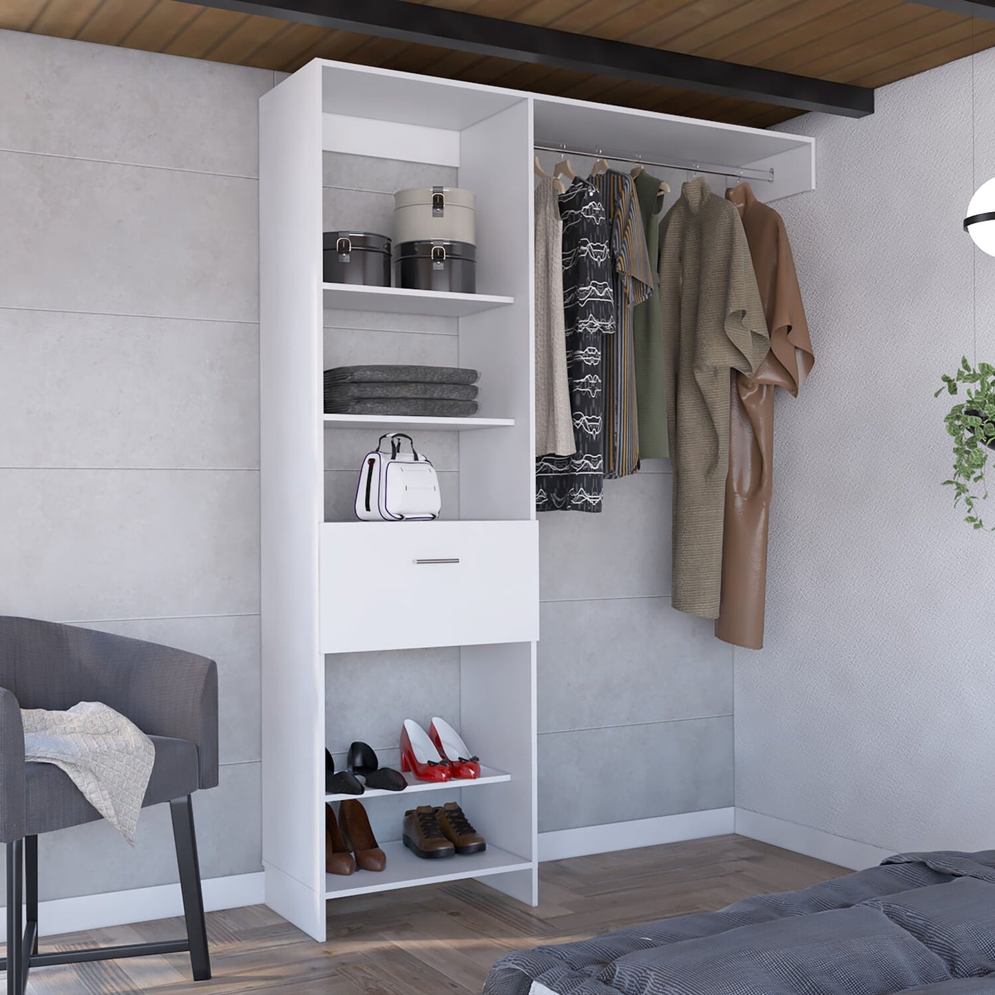 Armario Abierto 150 Manchester 210X150X41 Rta Blanco Zf