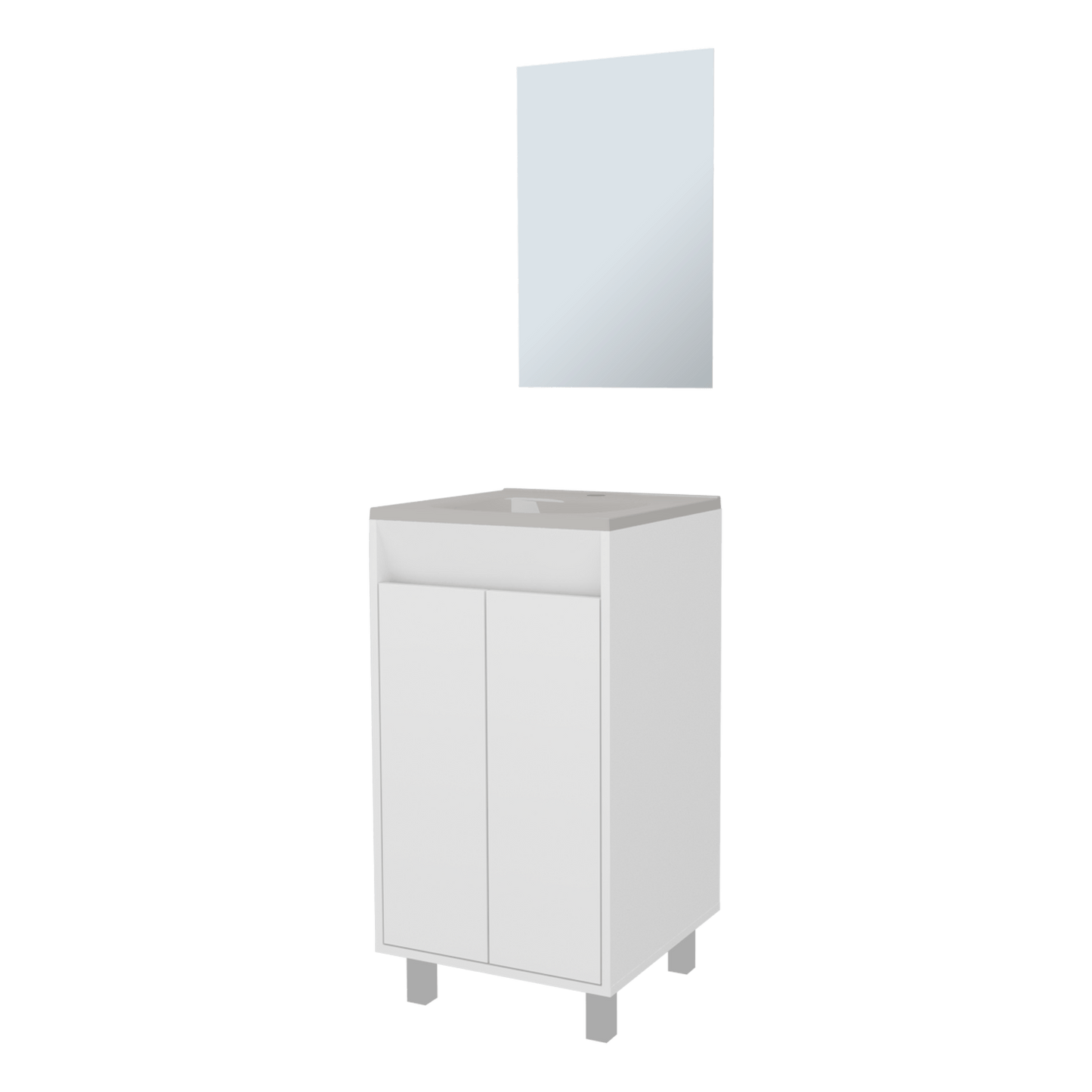 Set Mueble De Baño Brandy + Espejo 84X45X45 Rta Bolonia Blanco Mqz Zf