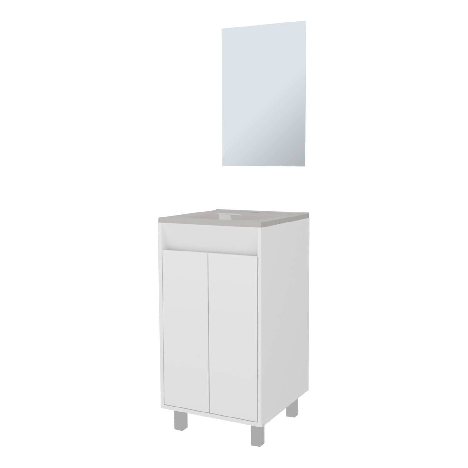 Set Mueble De Baño Brandy + Espejo 84X45X45 Rta Bolonia Blanco Mqz Zf