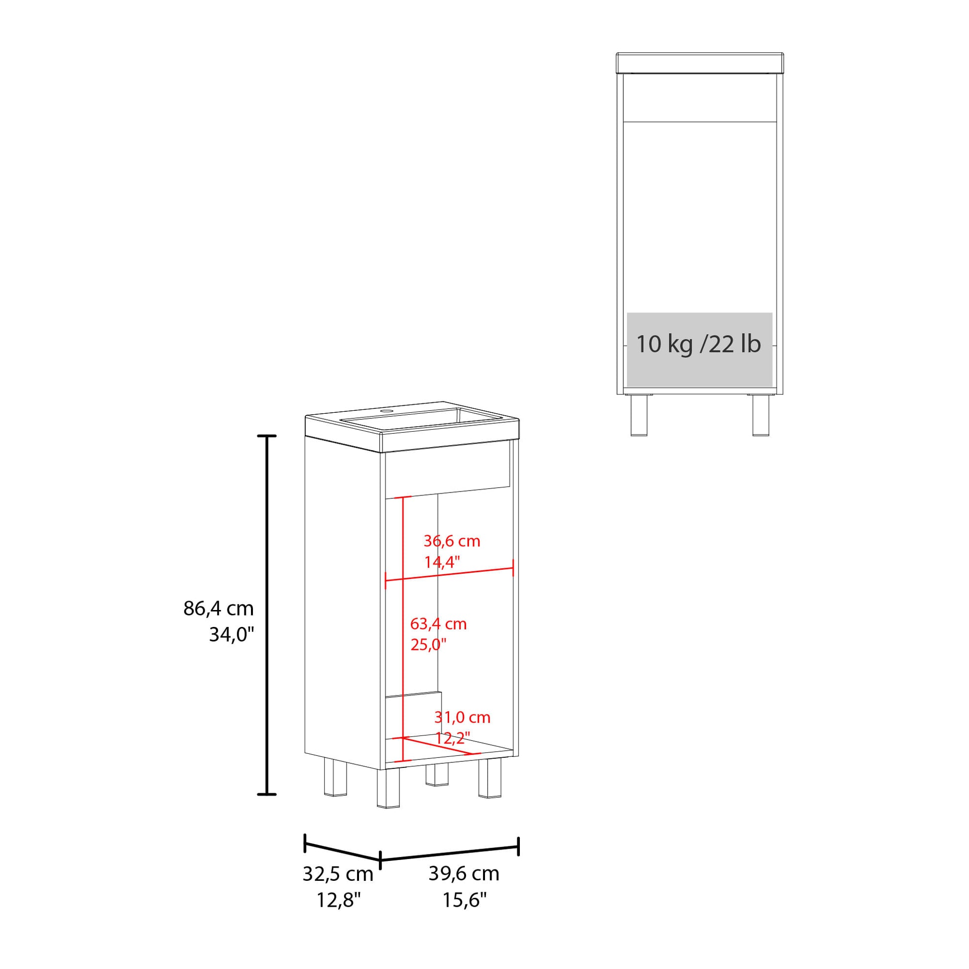Mueble Para Lavamanos Oxford 86X39X32 Rta Fresno Eu Zf