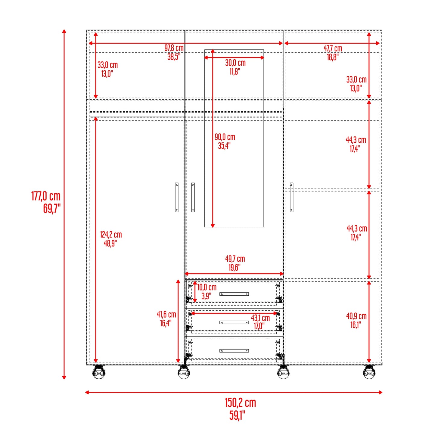Closet Luciano 177X150X48 Rta Wengue Zf