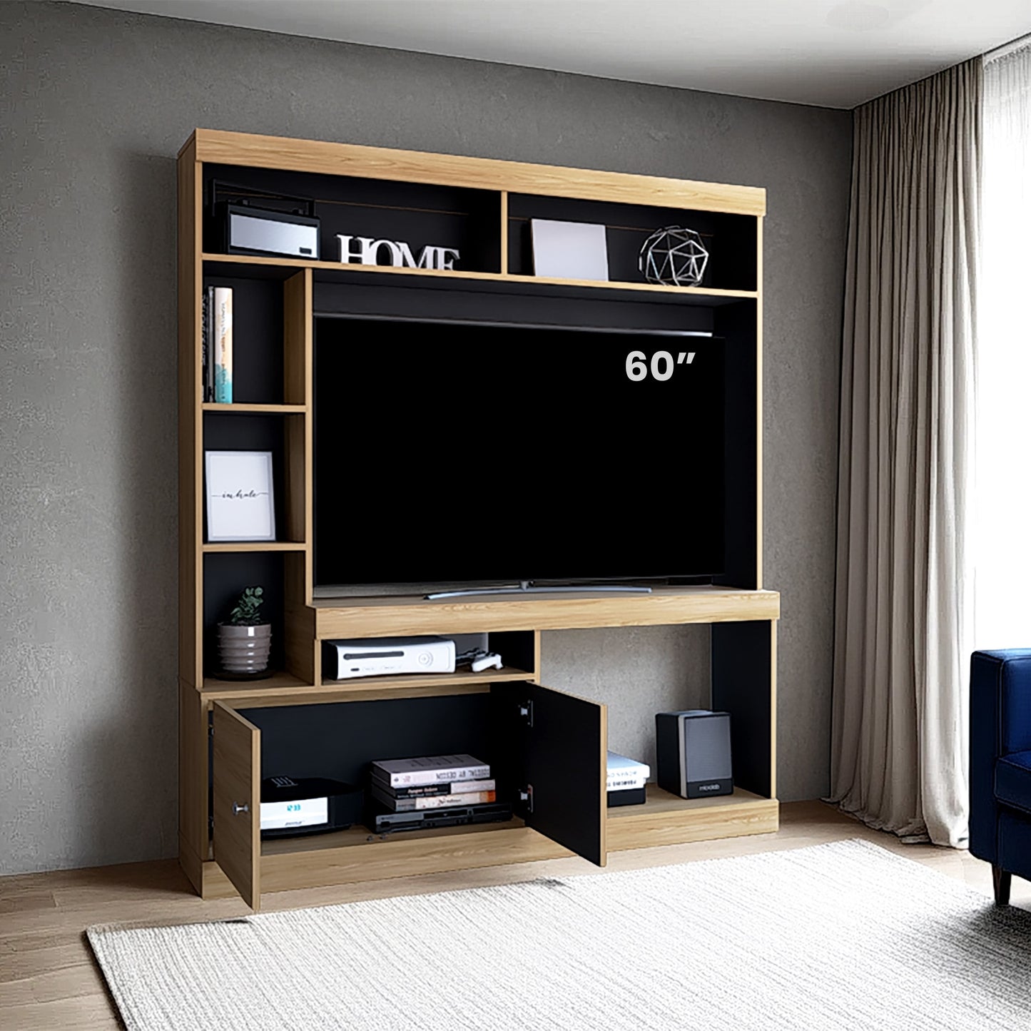 Centro De Entretenimiento Dante Tv 55'' 180X180X30 Rta Fresno Wengue