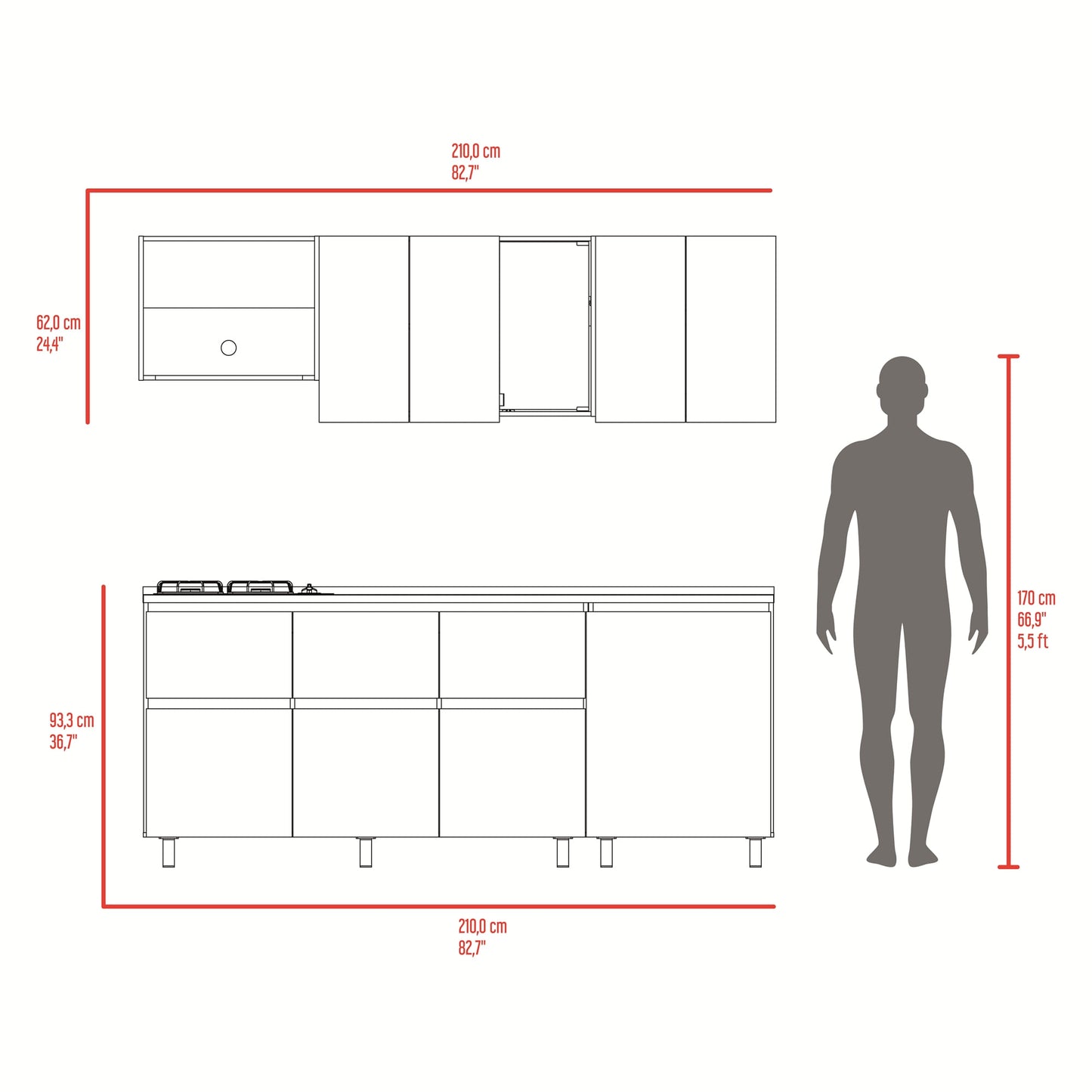 Cocina Lirio 210 Izquierda 210X212X52 Rta Fresno Eu