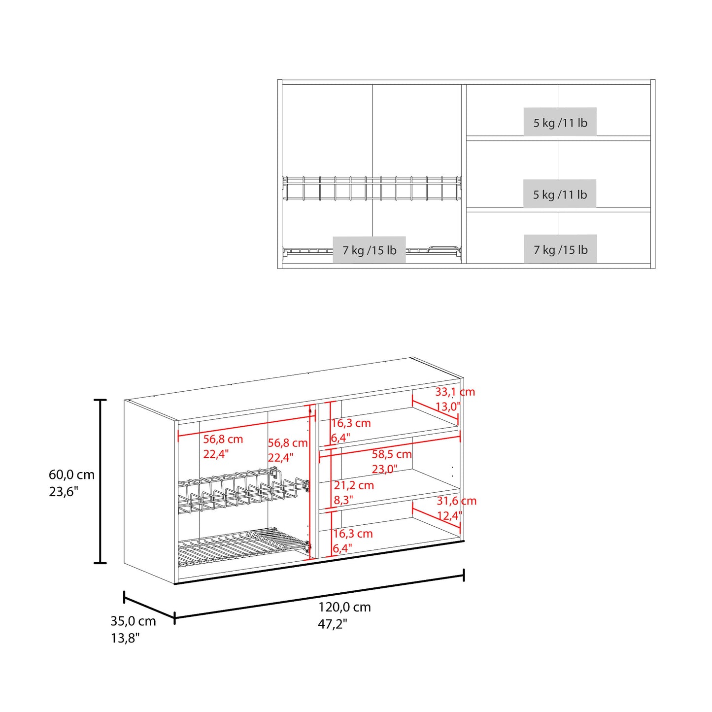 Mueble Superior De Cocina Napoles 60X120X35 Rta Wengue Zf