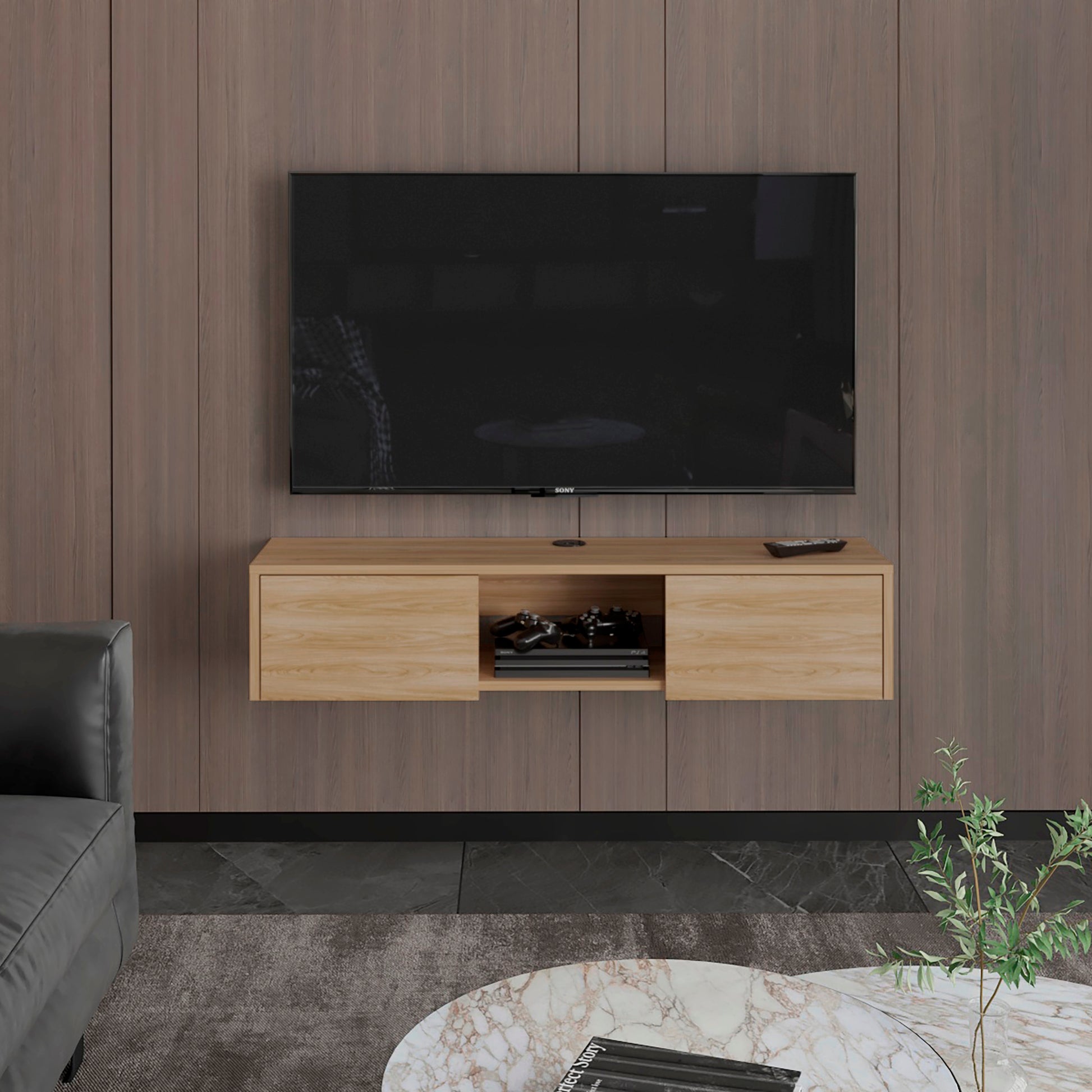 Repisa De Tv Glen Multifuncional 26X125X29 Rta Fresno Europeo
