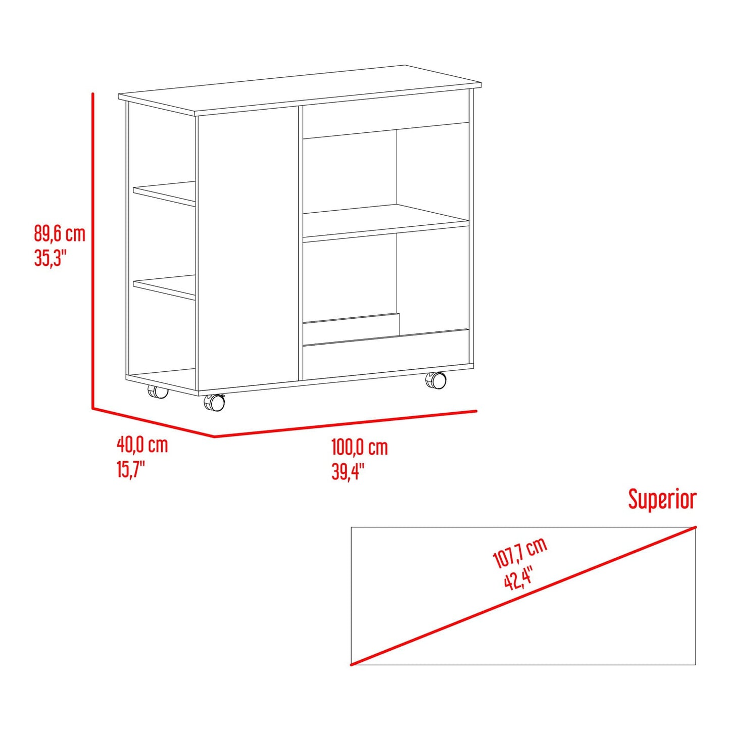 Meson De Cocina Nigella 89X100X40 Rta Blanco Nogal Zf