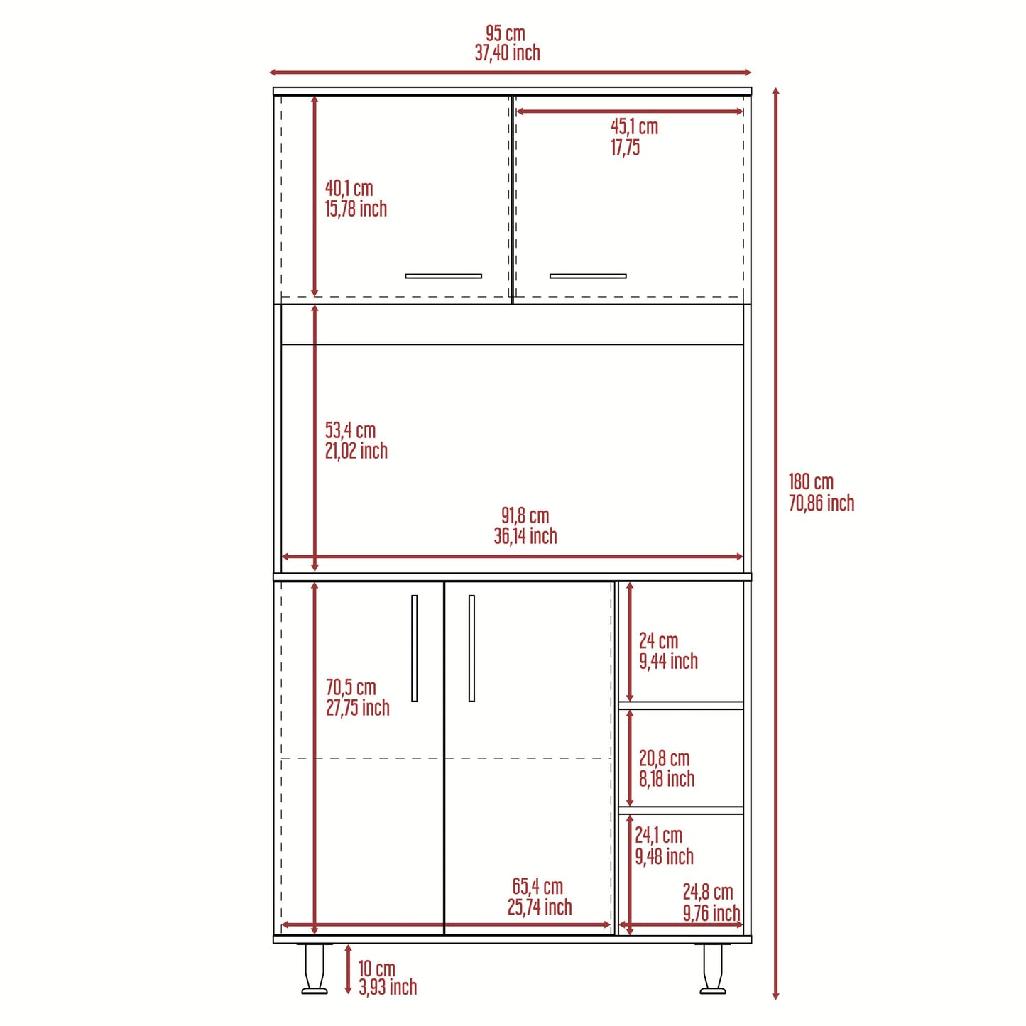 Alacena 95 180X95X40 Rta Blanco Fresno Eu
