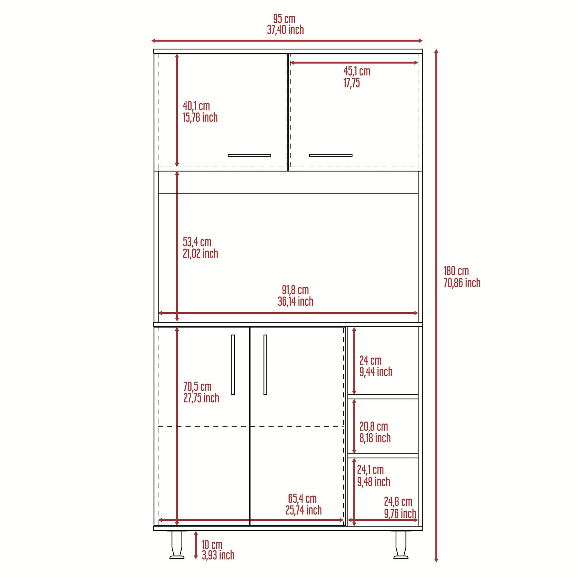 Alacena 95 180X95X40 Rta Blanco Fresno Eu