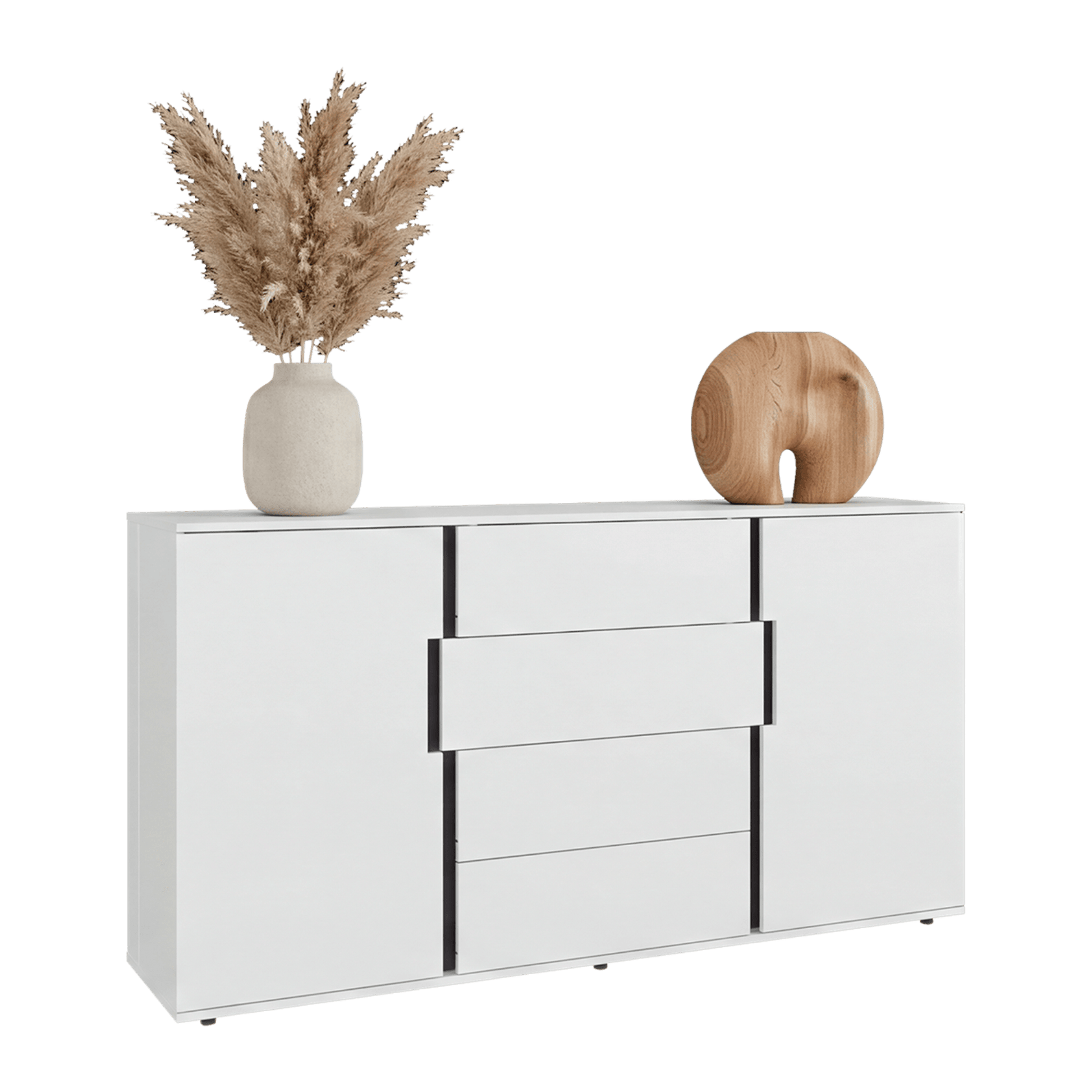 Cómoda Bisbee 85X160X40 Rta Blanco Mqz Plomo