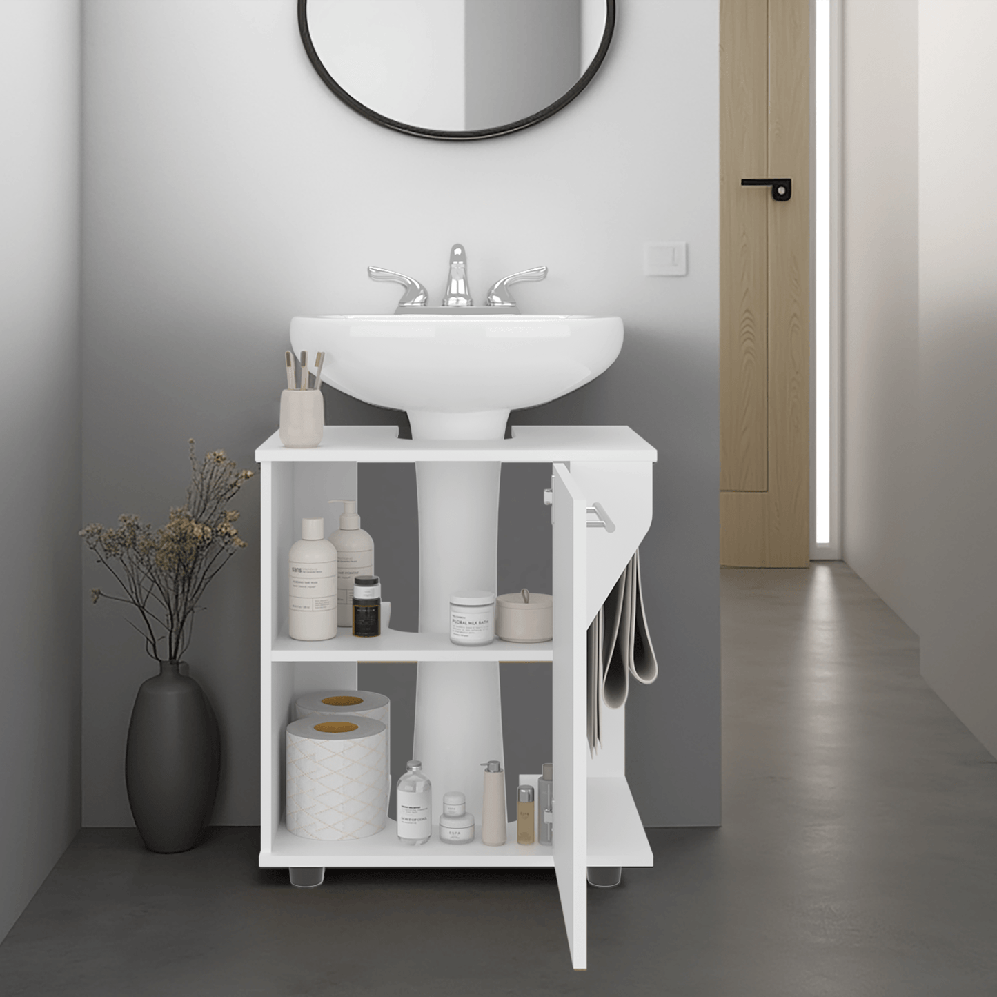 Mueble Lavamanos De Pedestal Phillips 62X56X41 Rta Blanco