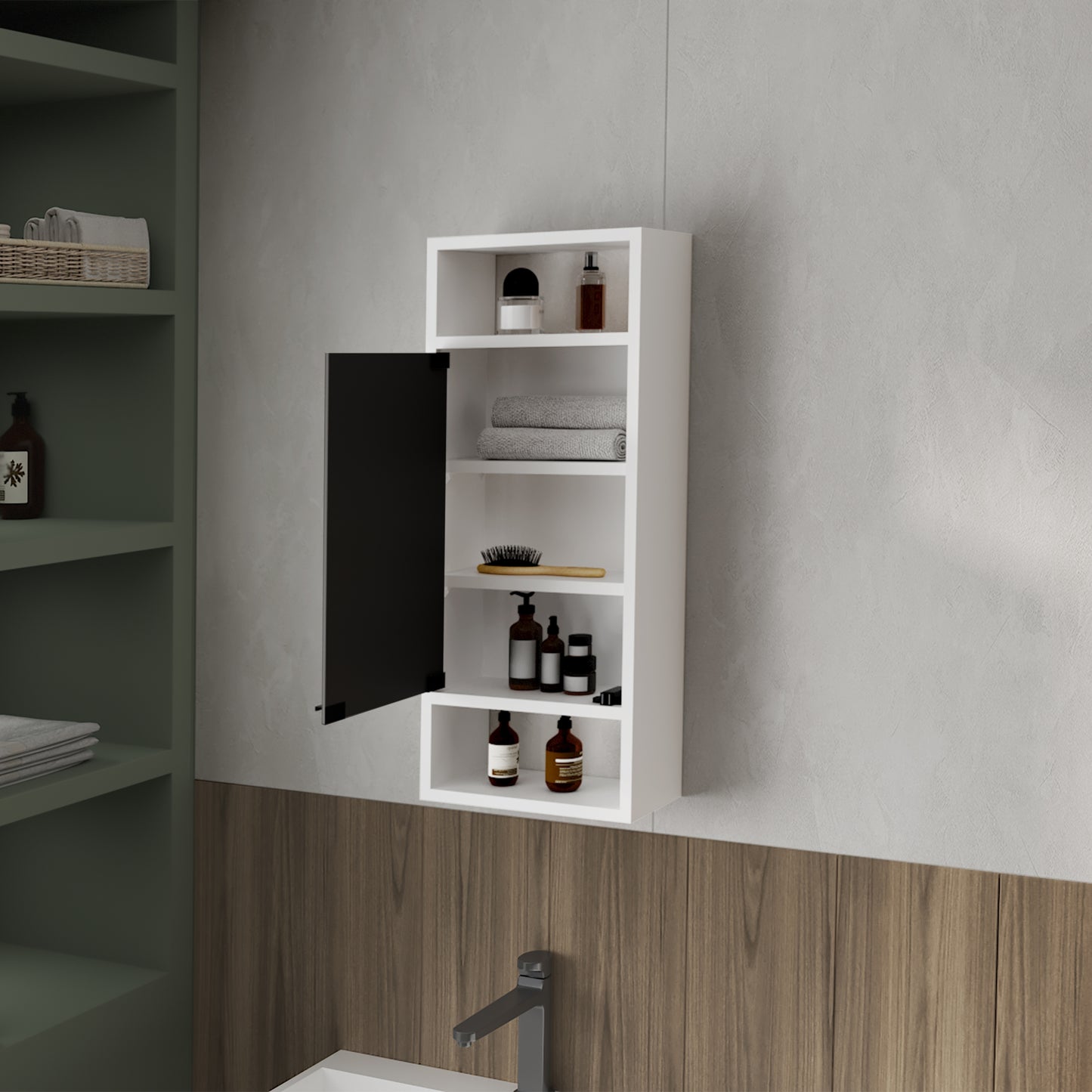 Gabinete De Baño Con Espejo Uros 71X30X15 Rta Blanco Marquez Zf