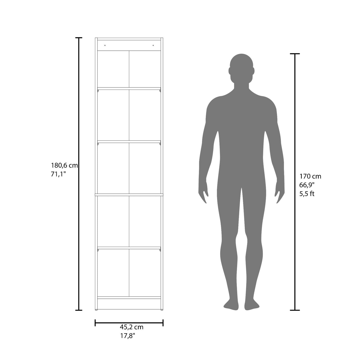 Estante Home E-M6 180X45X31 Rta Plomo Blanco Zf