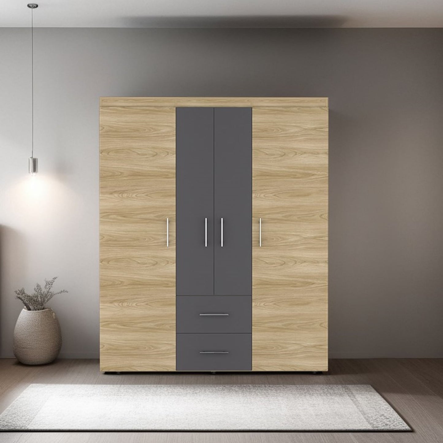 Closet Bariloche Eco 150 177X150X50 Rta Fresno/Blanco Plomo