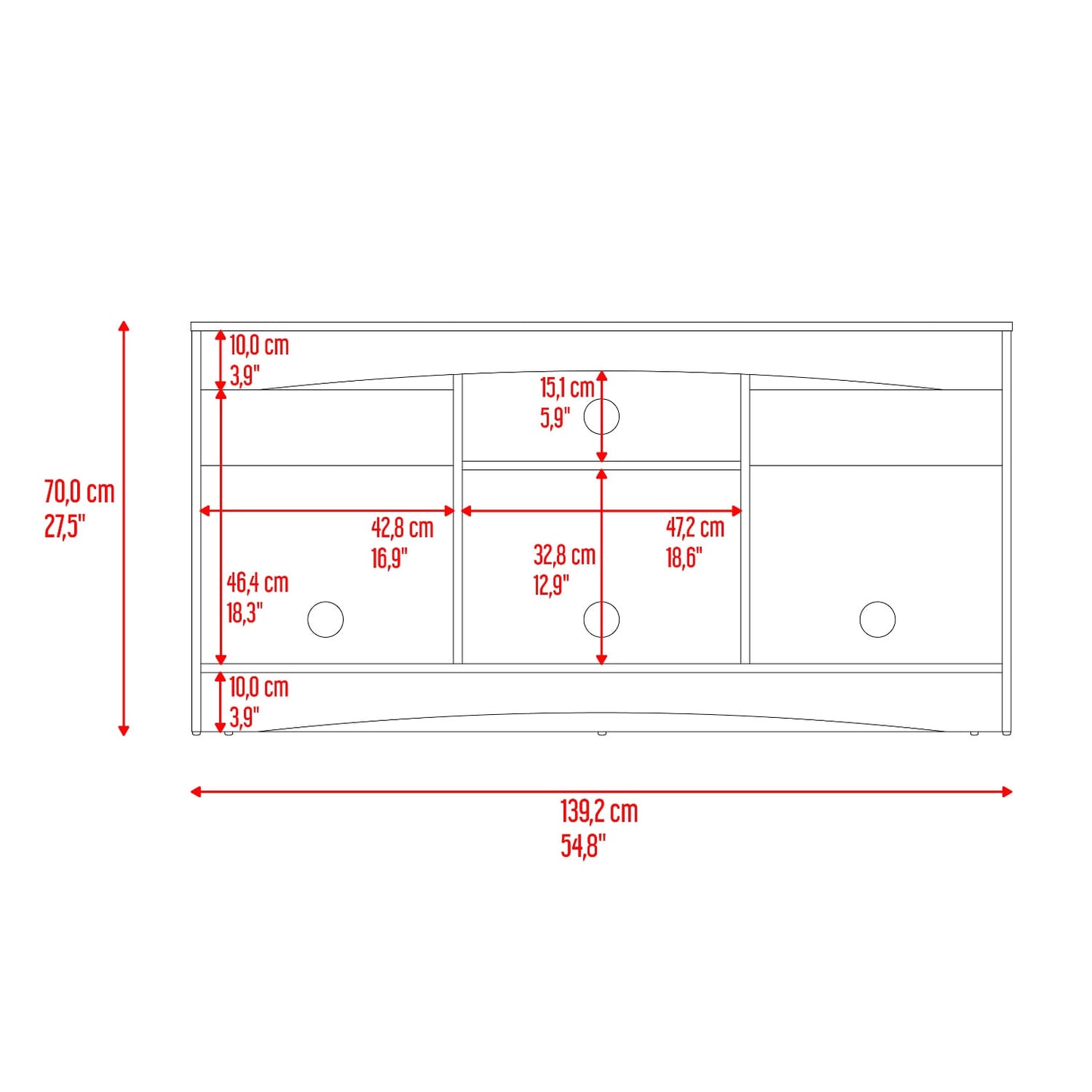 Mesa De Tv Fiorenzi 65"  70X139X37 Rta Nogal Wengue