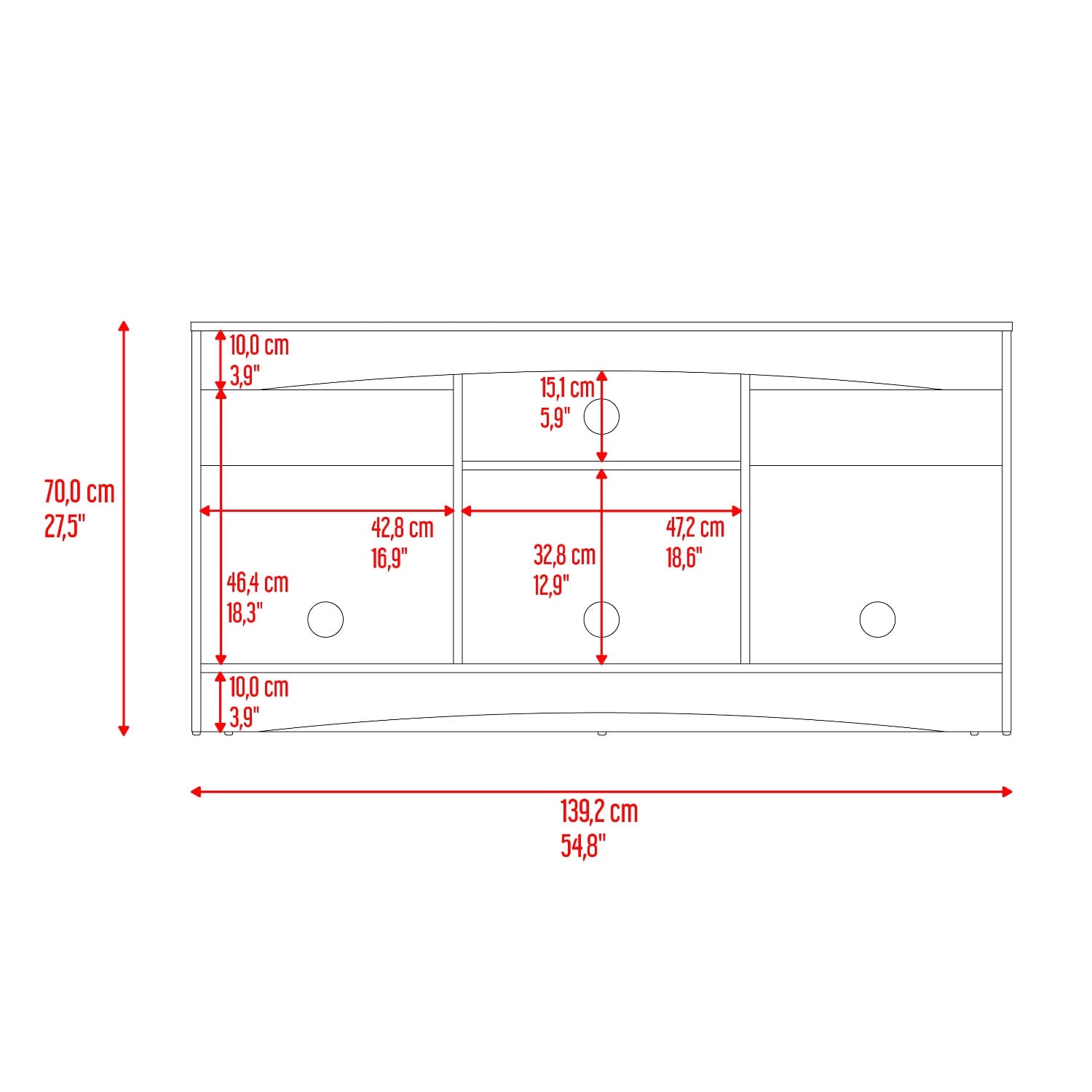 Mesa De Tv Fiorenzi 65"  70X139X37 Rta Nogal Wengue