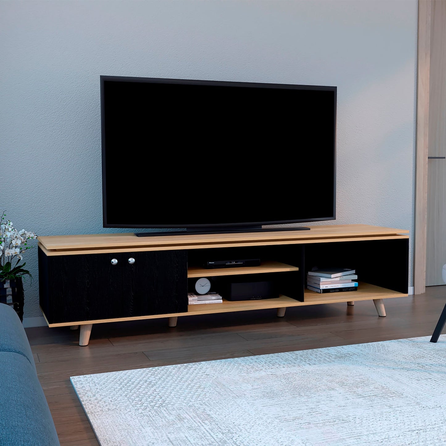 Rack Para Tv Rochester 75" 50X200X50 Rta Negro Fresno