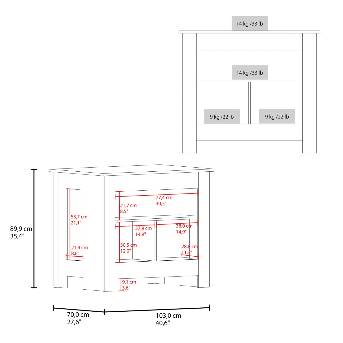 Isla De Cocina Arlet 89X103X70 Rta Wengue Cartagena Zf