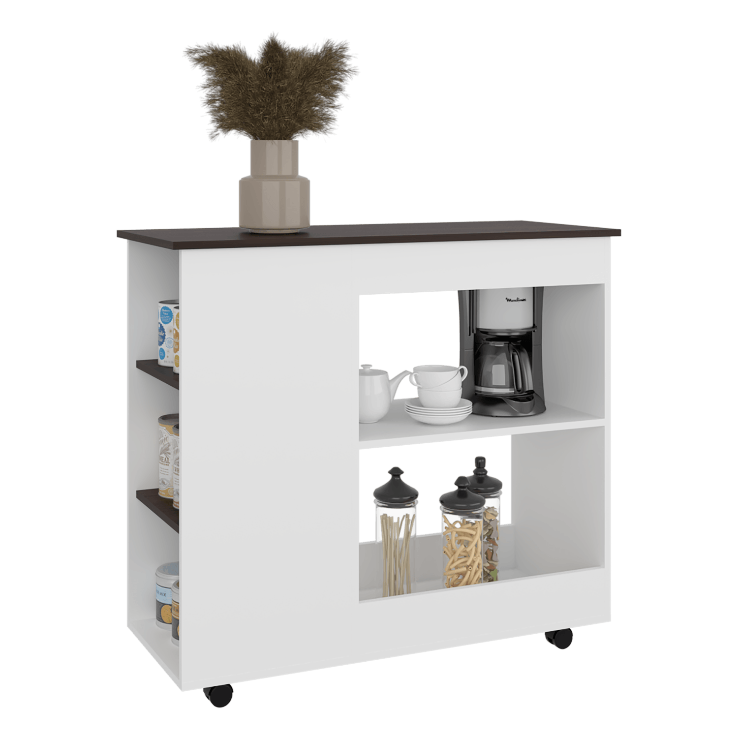 Meson De Cocina Nigella 89X100X40 Rta Blanco Nogal Zf