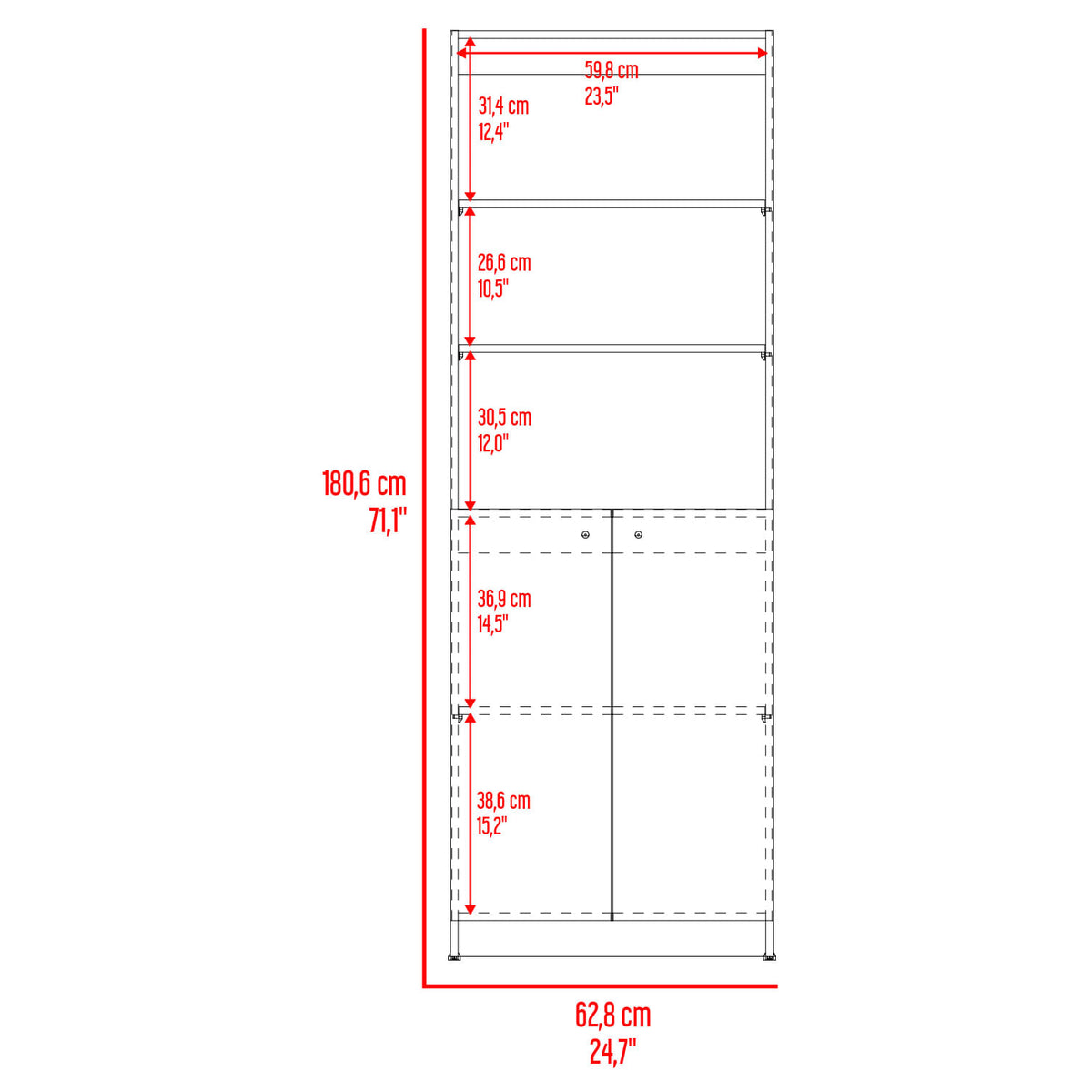 Estante Home E4 2P 180X62X31 Rta Wengue Fresno Europeo N/A