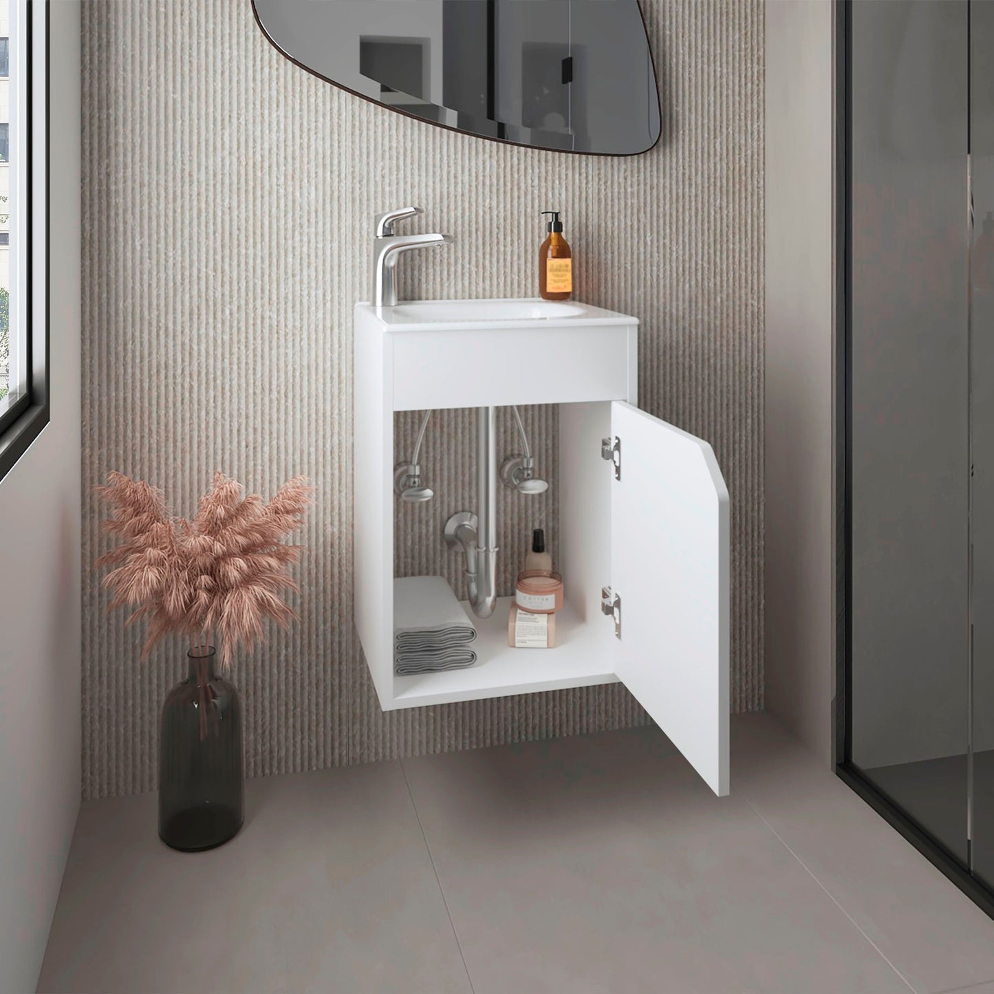 Mueble Lavamanos Flotante Bethel 55X39X32 Rta Blanco Zf