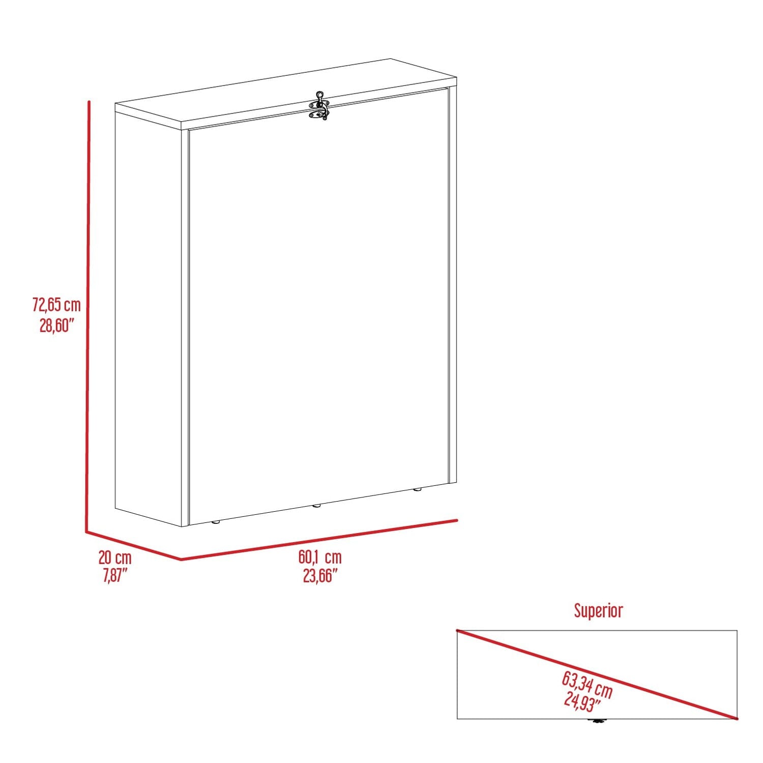 Escritorio Plegable Klapar 72X60X19 Rta Bardolino Zf