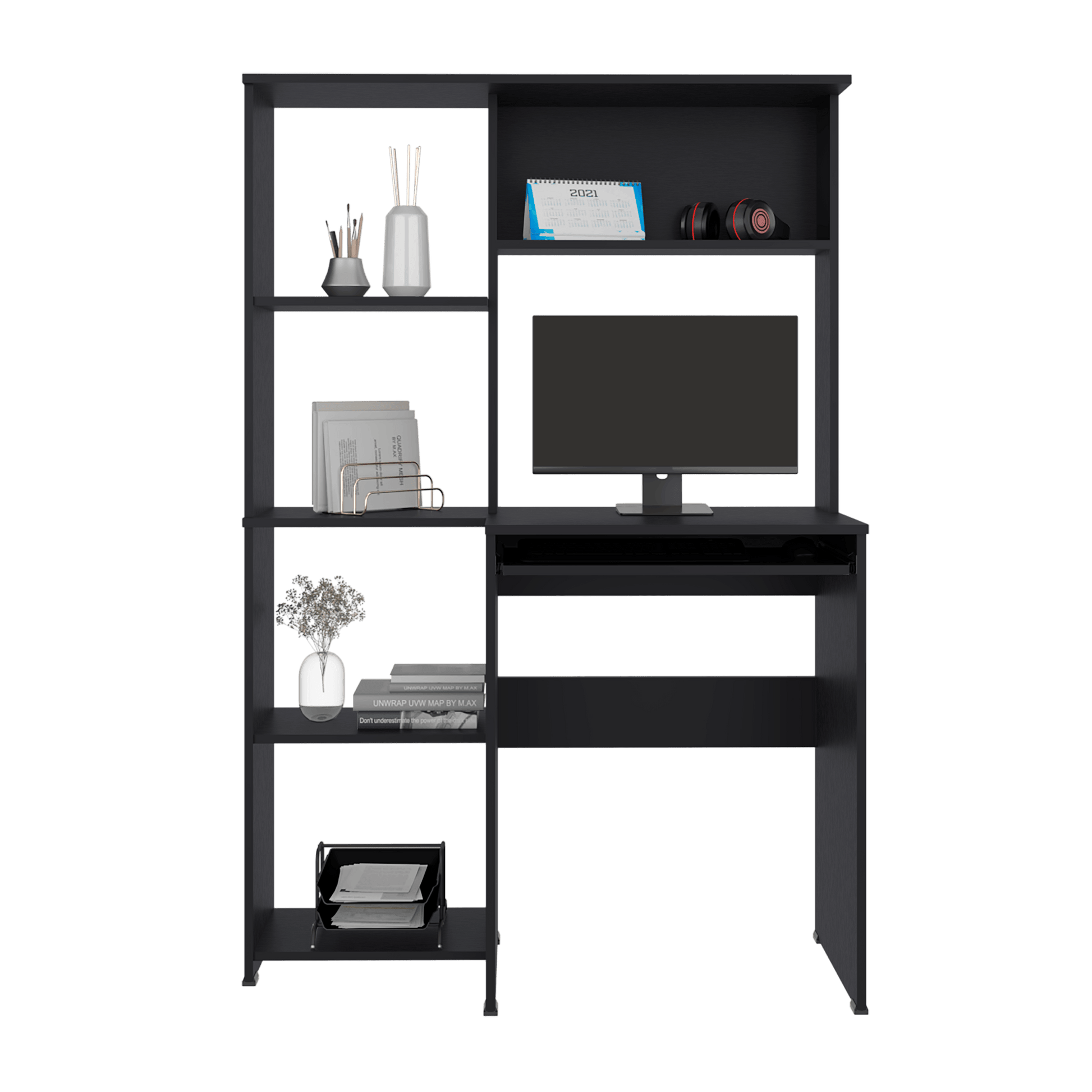 Centro De Computo Con Biblioteca Alden Eco 150X100X40 Rta Wengue
