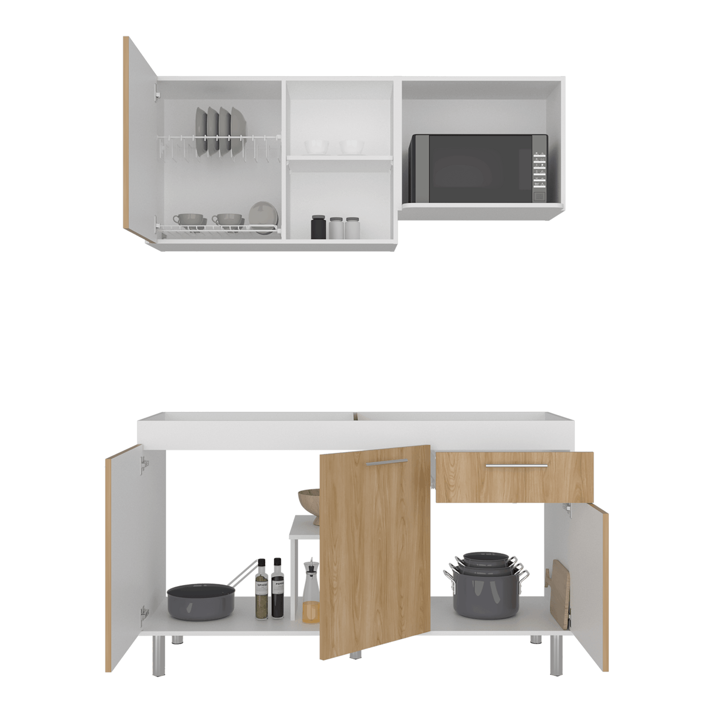 Cocina 150 Sedona 60X150X40 Rta Blanco Mqz Fresno Eu