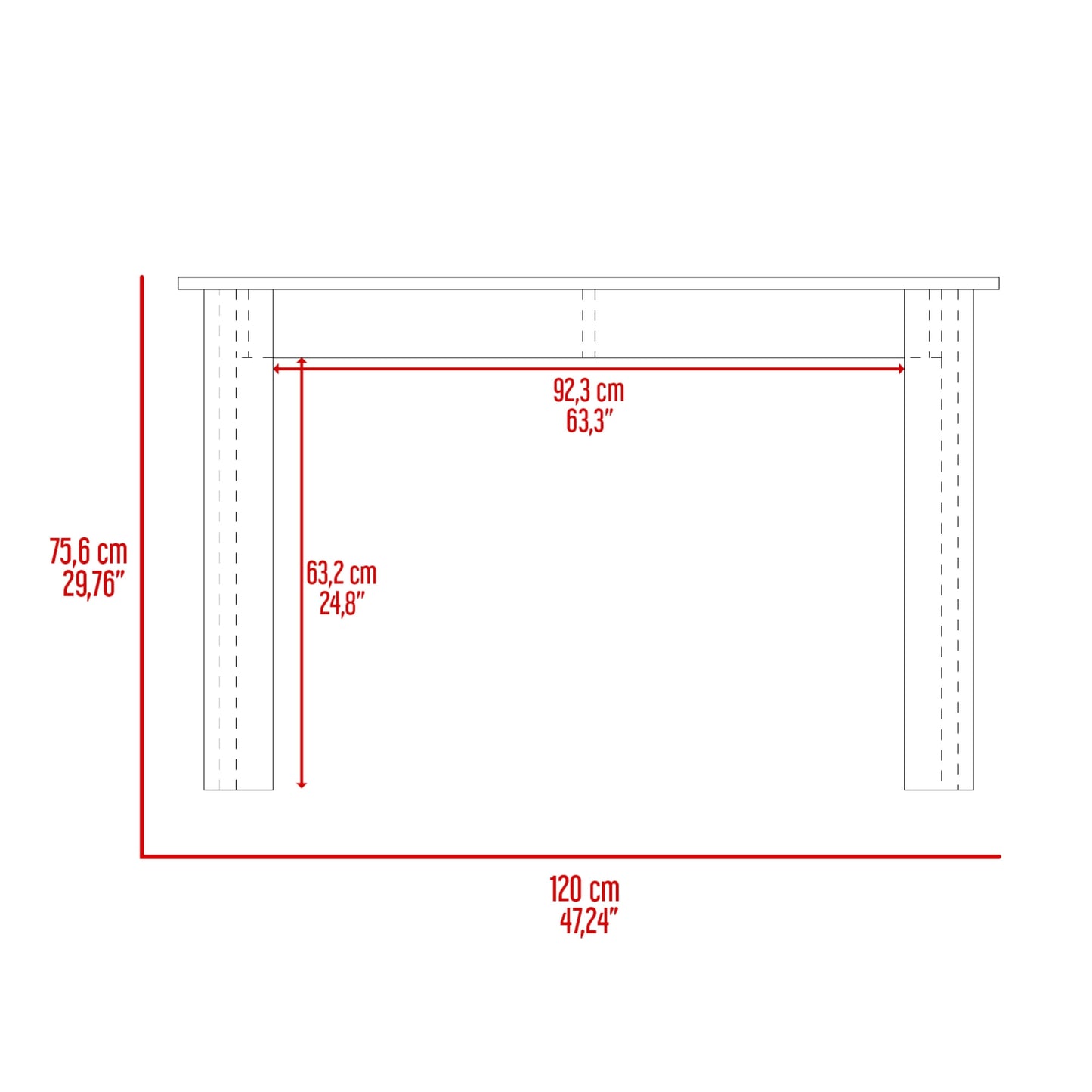 Mesa Comedor Portofino 120 75X120X88 Rta Onix