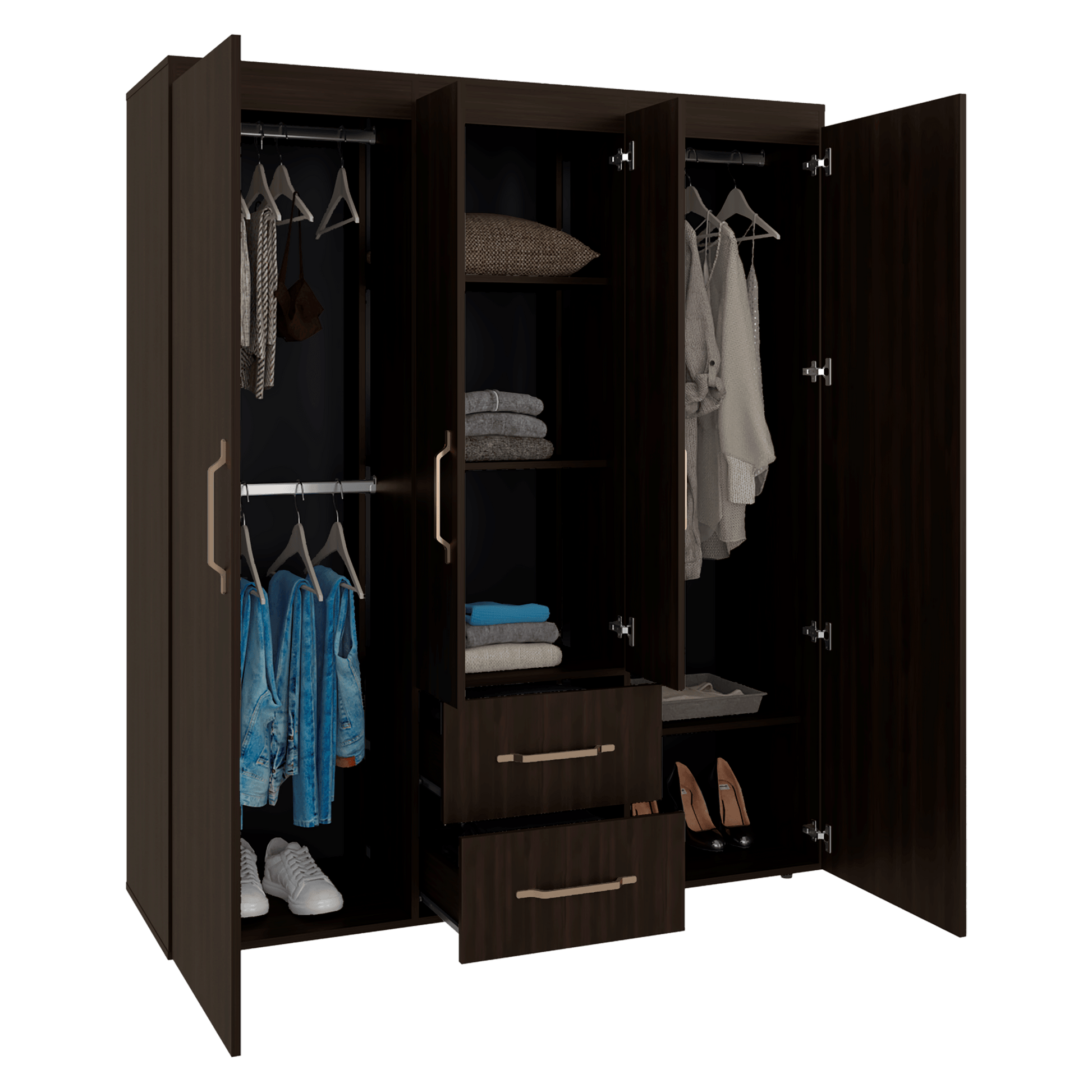 Closet Bariloche Eco 177X150X50 Rta Kronos Nogal Zf