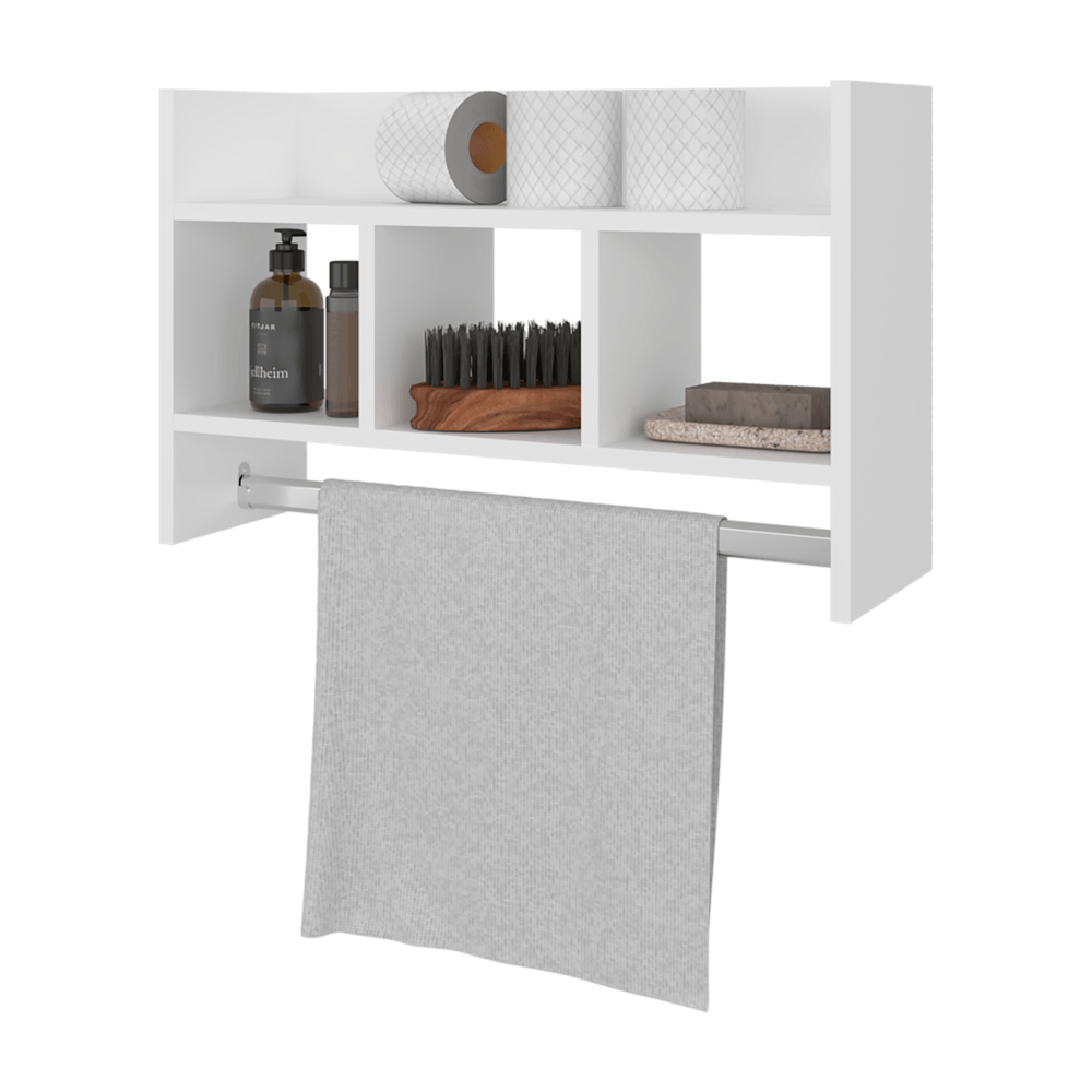 Estante De Pared Con Toallero 40X63X20 Rta Blanco Zf